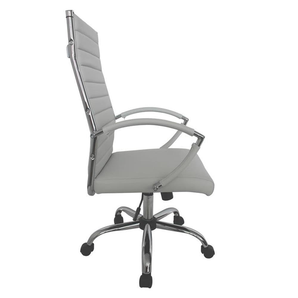 Furniture of America Damse White Faux Leather Large Adjustable Office Chair - Ergonomic Executive Desk Chair for Home & Office Workspace