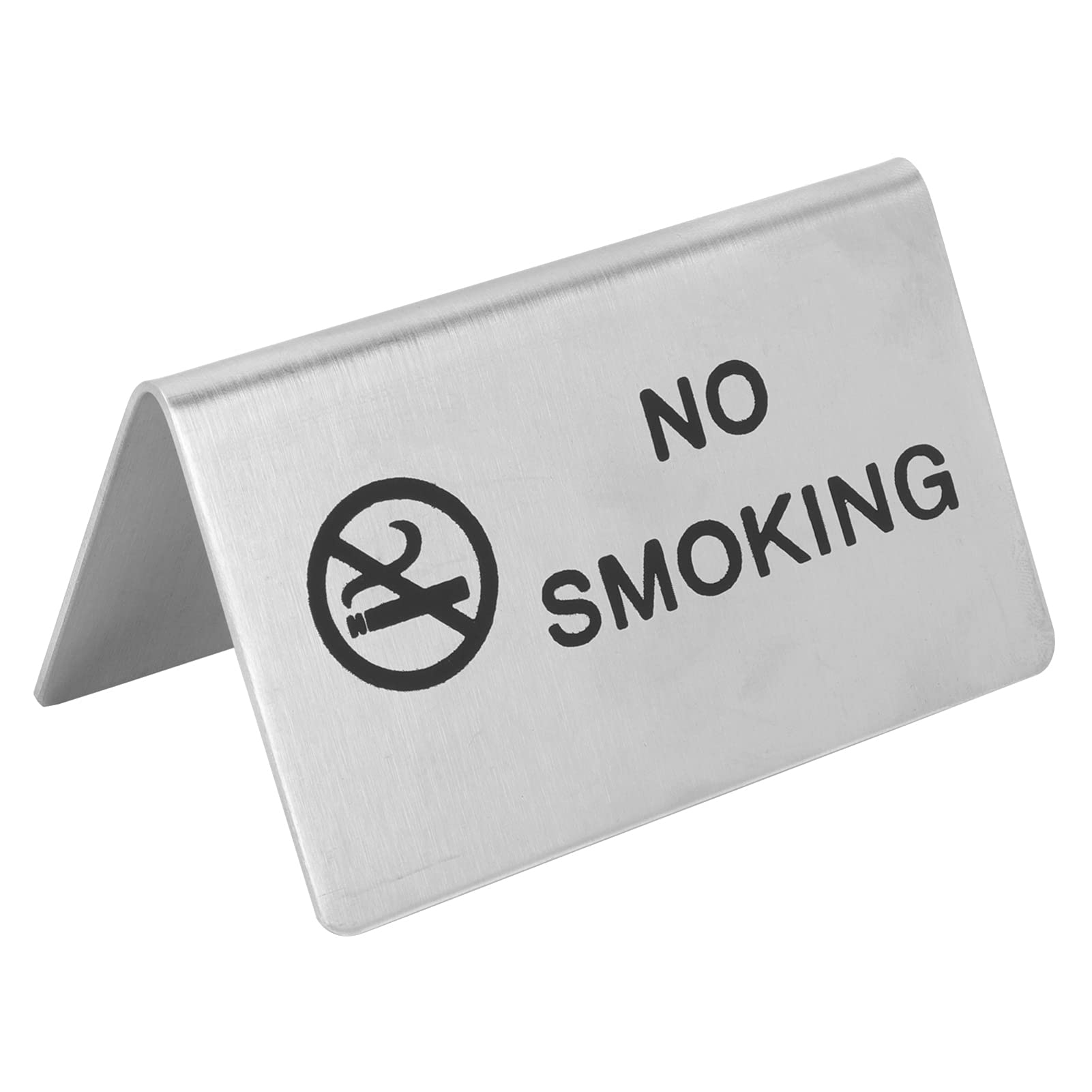 Stainless Steel No Smoking Sign - Vertical Table Tent & Standing Warning Sign - Durable No Smoking Logo Indicator for Restaurants, Offices & Public Spaces
