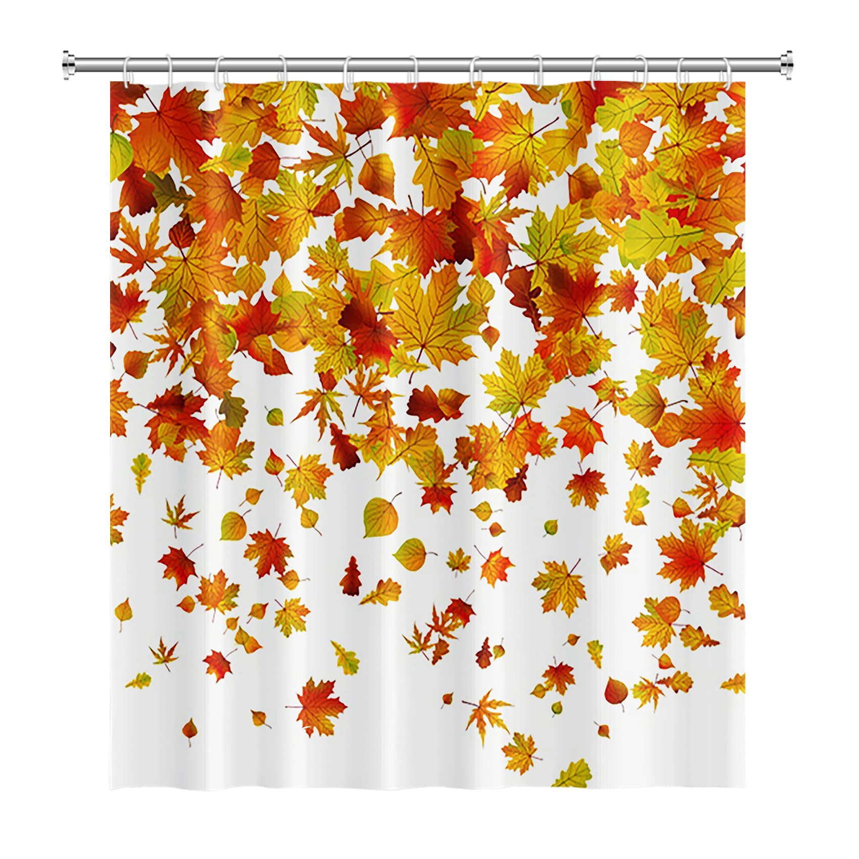 Waterproof Autumn Maple Leaves Shower Curtain - Romantic Fall Bathroom Decor with Realistic Falling Leaves Design for Cozy Seasonal Home Decor | Perfect for Thanksgiving, Halloween & Autumn Theme Bathrooms