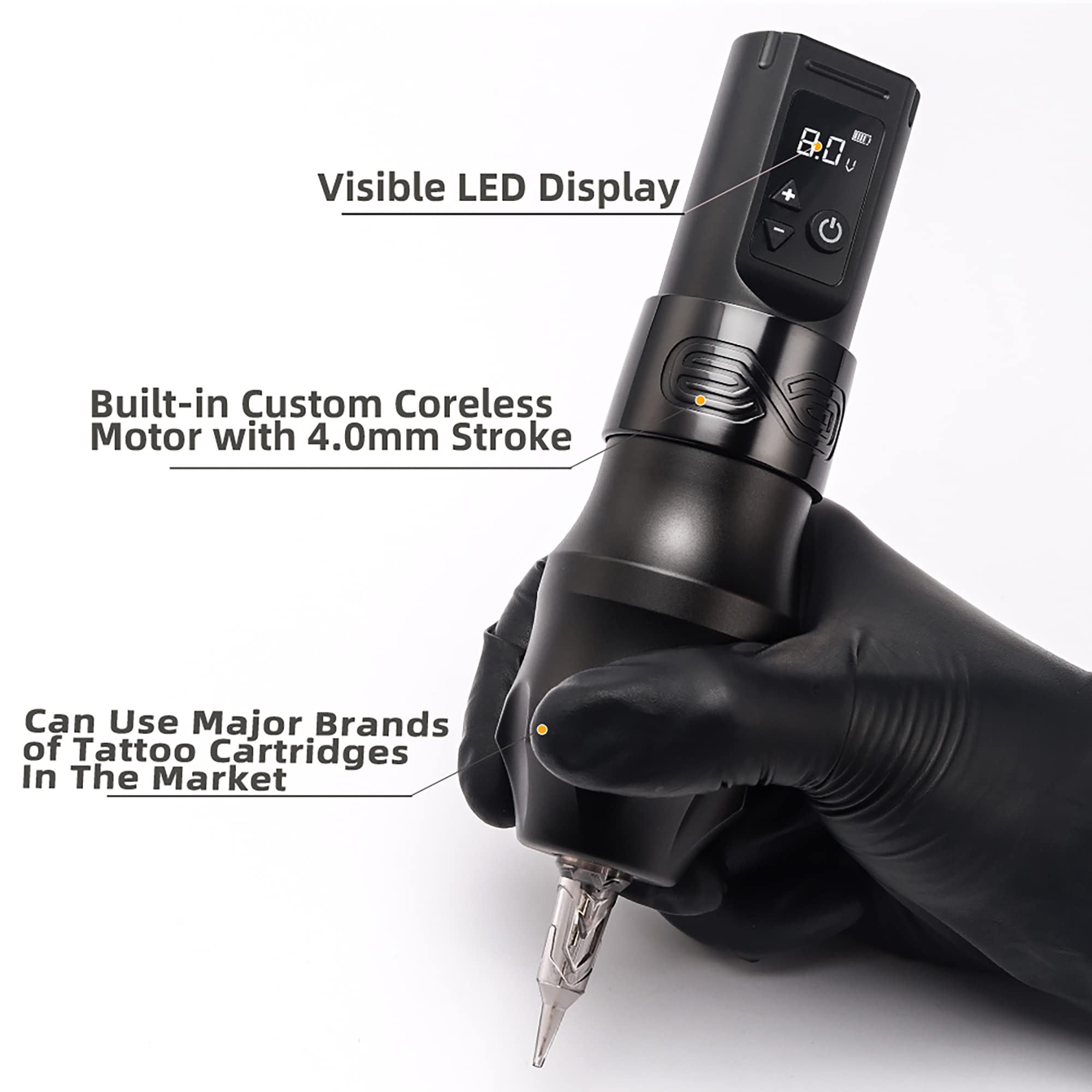 Xnet Moteng Wireless Tattoo Gun - Professional Rotary Tattoo Pen Machine with 2400mAh Battery, Digital LED Display & Coreless Motor for Tattoo Artists | Perfect for Studio, Home & Travel Tattooing