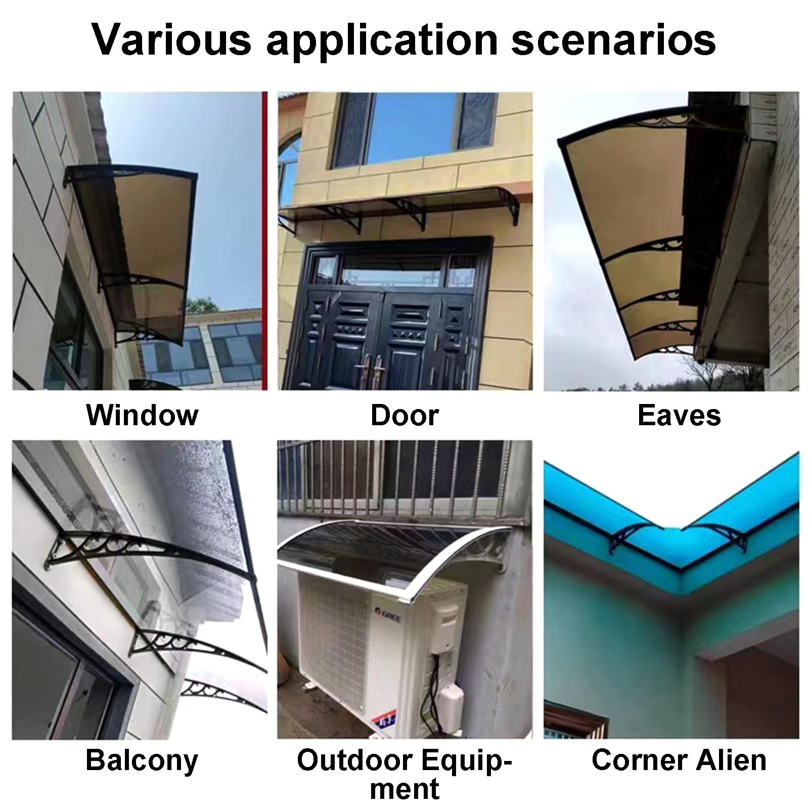 Modern White Polycarbonate Window Awning Door Canopy - UV & Rain Protection (80x180cm/32x71in) - Perfect for Front Door, Patio, and Sun Shelter