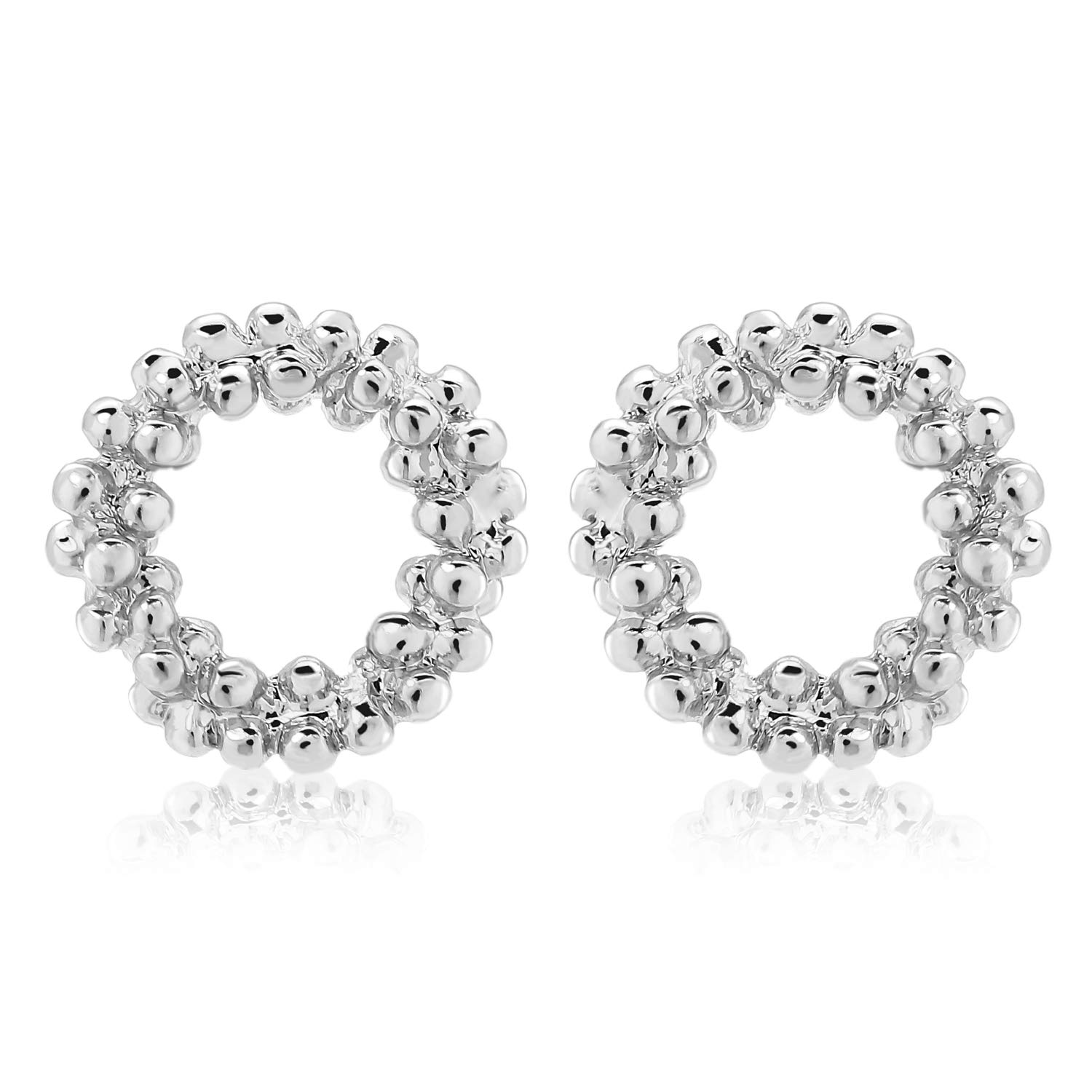 Sterling Silver Stud Earrings for Women - 0.47 Inch Minimalist Hoop Earrings - Perfect for Everyday Wear, Office & Special Occasions