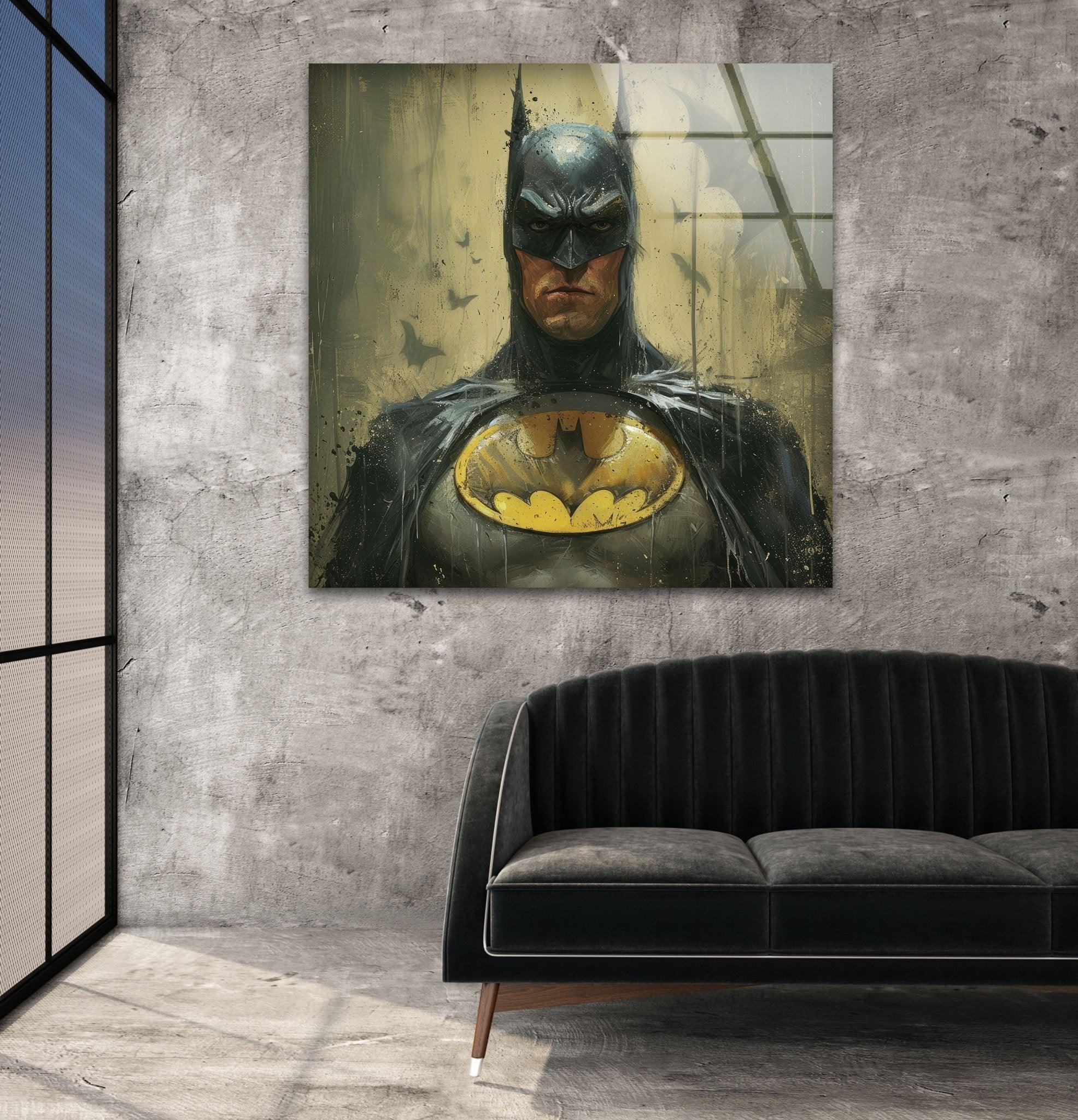 Batman Glass Wall Art - Stunning Superhero Decor for Home & Office - Perfect for Living Room, Bedroom, or Man Cave