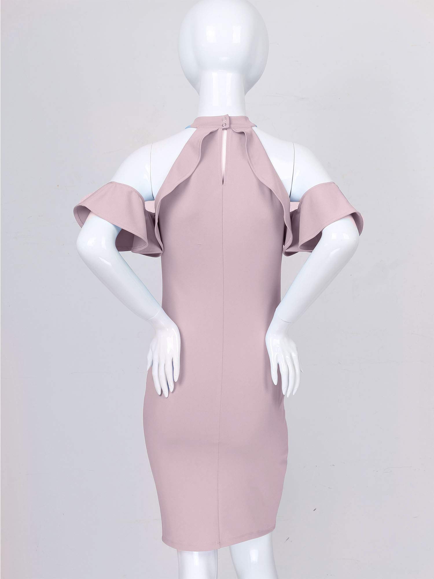 Maternity Cold Shoulder Dress for Women - Ruffle Short Sleeve Bodycon Pregnancy Photo Shoot Dress | Baby Shower, Maternity Photoshoot, Special Occasion Wear
