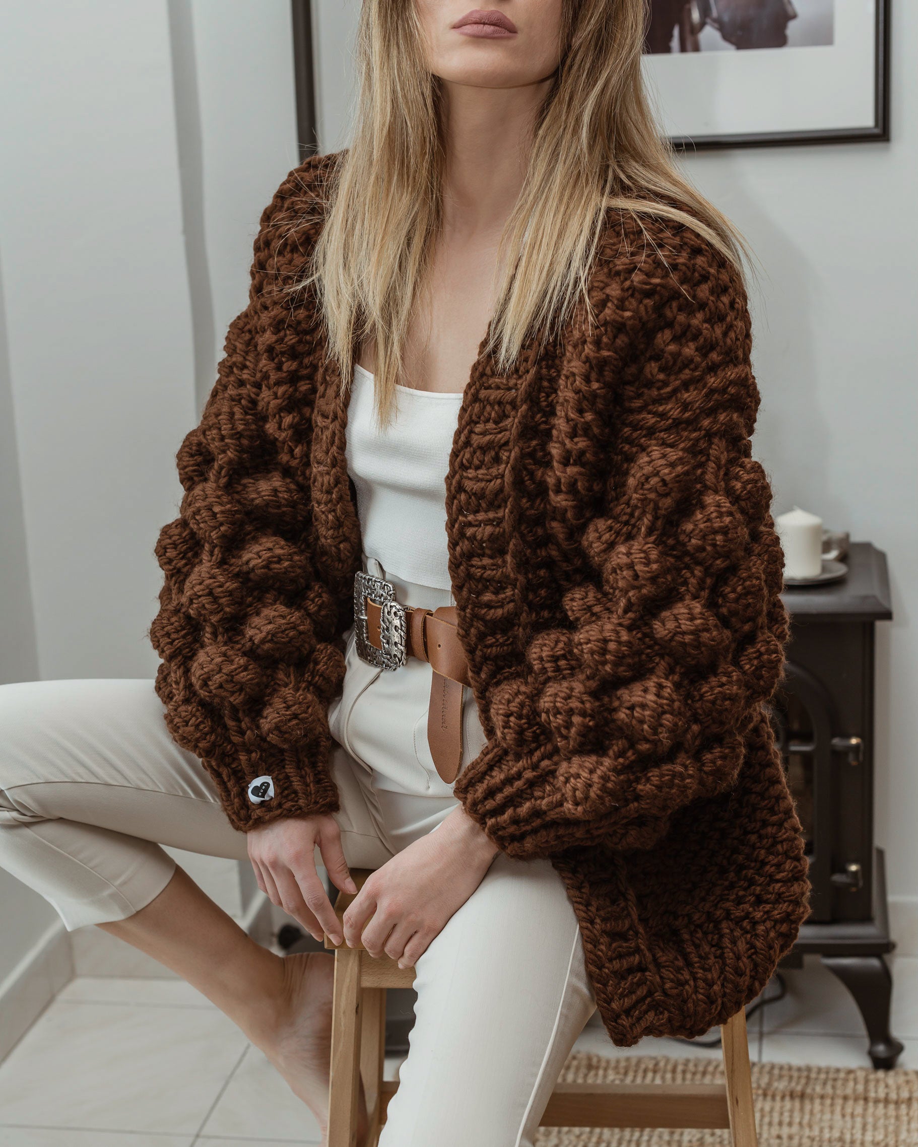 Stylish Bubble Sleeve Cardigan for Women - Soft Knit Open Front Sweater | Perfect for Office, Date Night & Casual Outfits