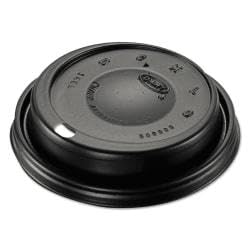 DCC16ELBLK - 12oz Cappuccino Dome Sipper Lids, Black Plastic Coffee Cup Lids for Hot Drinks - Perfect for Coffee Shops, Cafes & Takeout Beverages