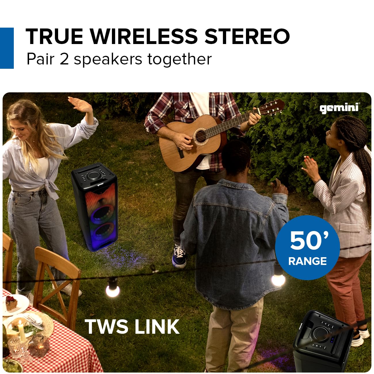 Gemini GLS-550 Portable Bluetooth Party Speaker with Powerful Bass - Perfect for Outdoor Gatherings, Beach Parties & Home Entertainment