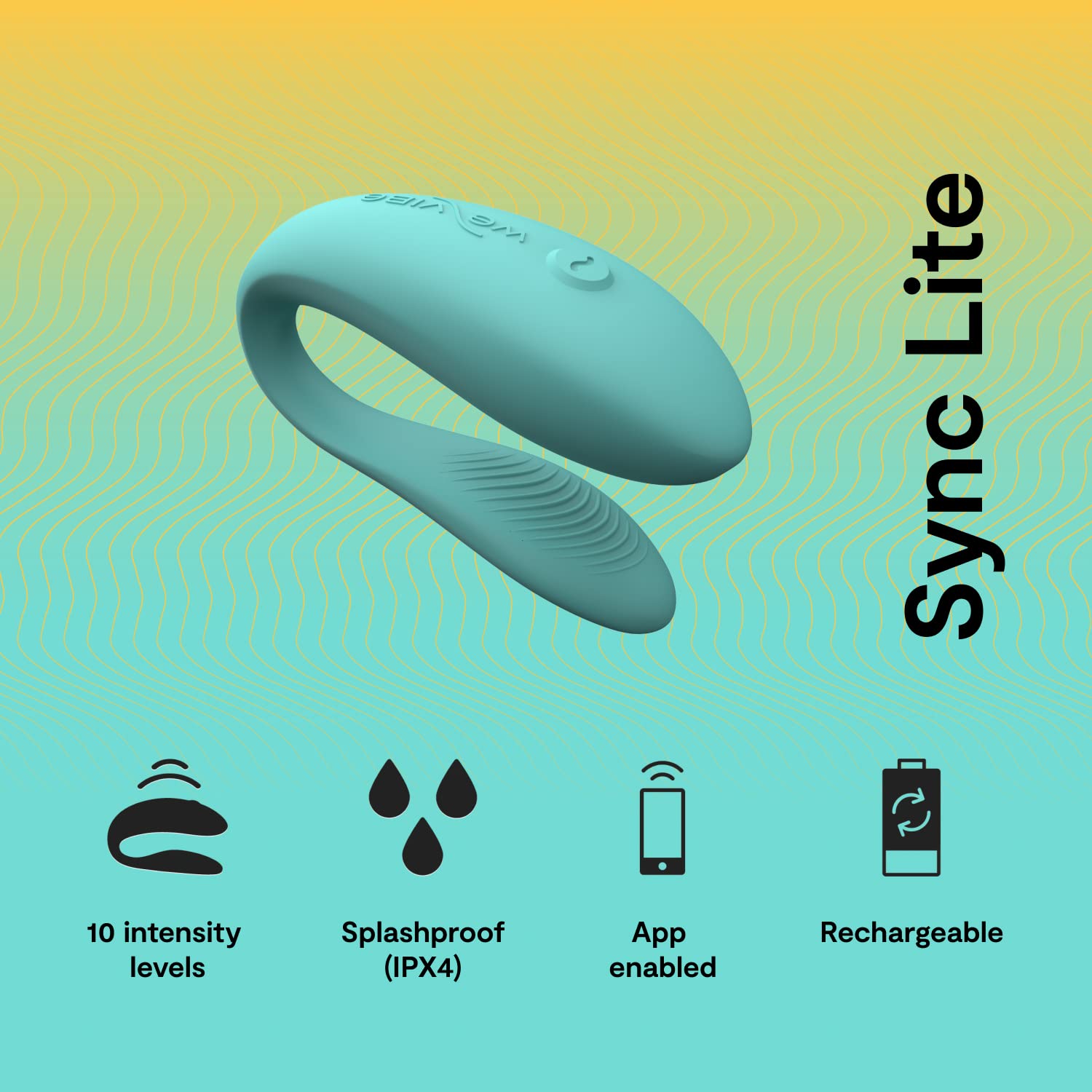 We-Vibe Sync Lite Couples Vibrator - Rechargeable App-Controlled Wearable Adult Toy for Dual G-Spot & Clitoral Stimulation with 10 Vibration Speeds | Perfect for Long-Distance Play, Couples Bonding & Solo Pleasure | Aqua Blue
