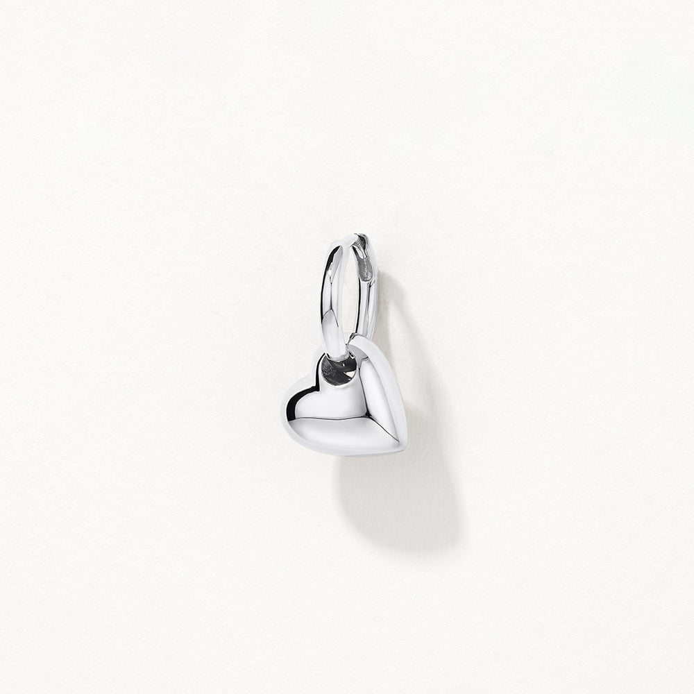 Puff Heart Drop Huggie Earrings in Sterling Silver - Perfect for Valentine's Day Gifts & Everyday Wear