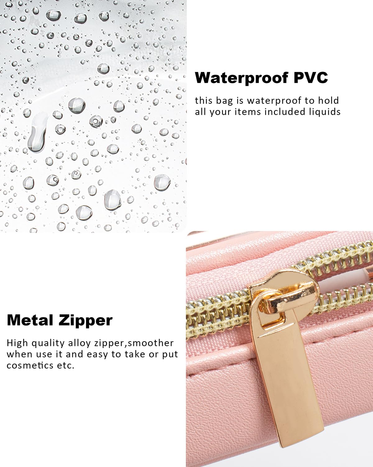 Clear Makeup Brush Holder with Zipper - Waterproof Travel Makeup Brush Pouch Organizer for Women | Christmas Gifts, Cosmetic Bag for Makeup Brushes On-The-Go