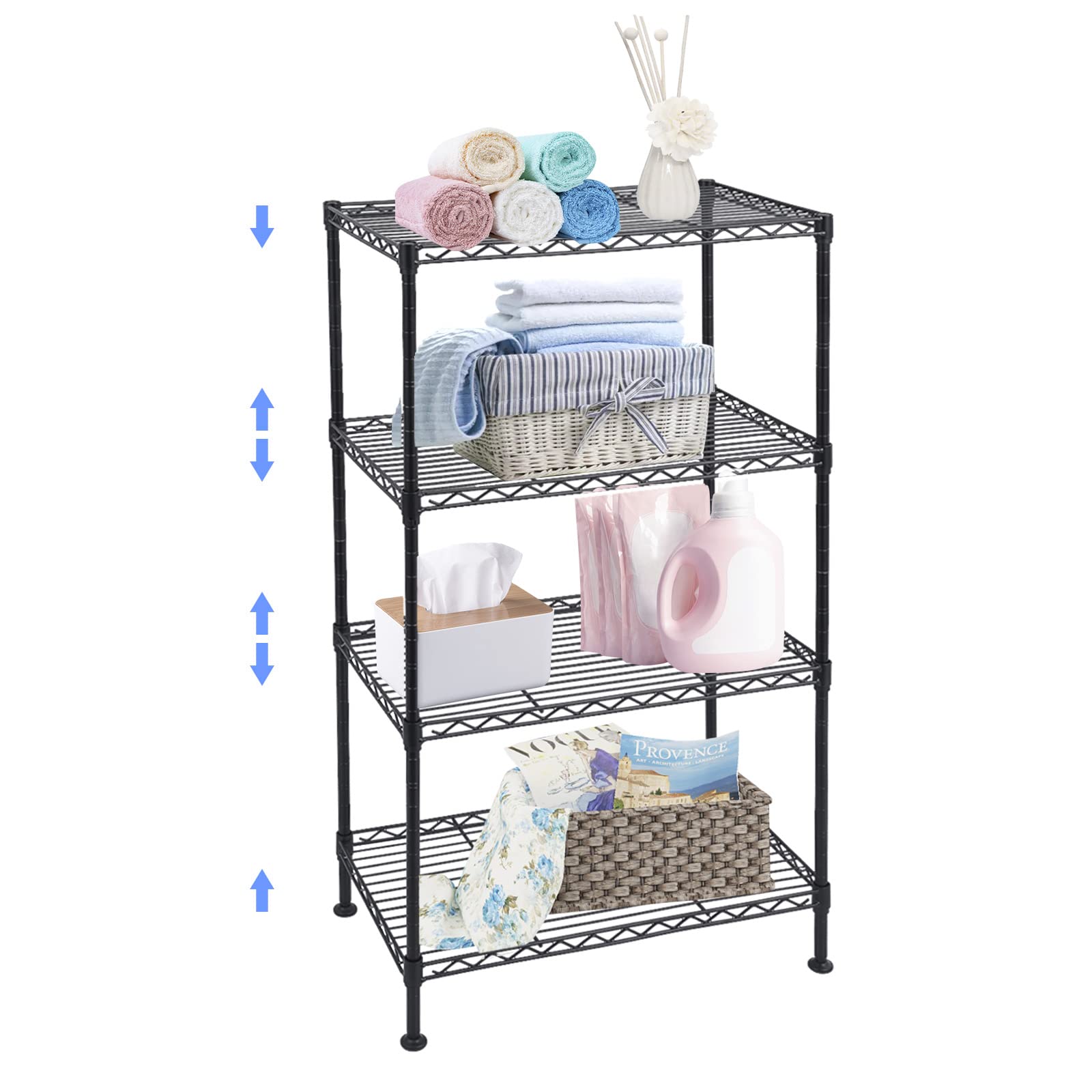 4-Tier Adjustable Metal Wire Shelf - NSF Certified Heavy Duty Storage Rack (340Lbs Capacity) - 12