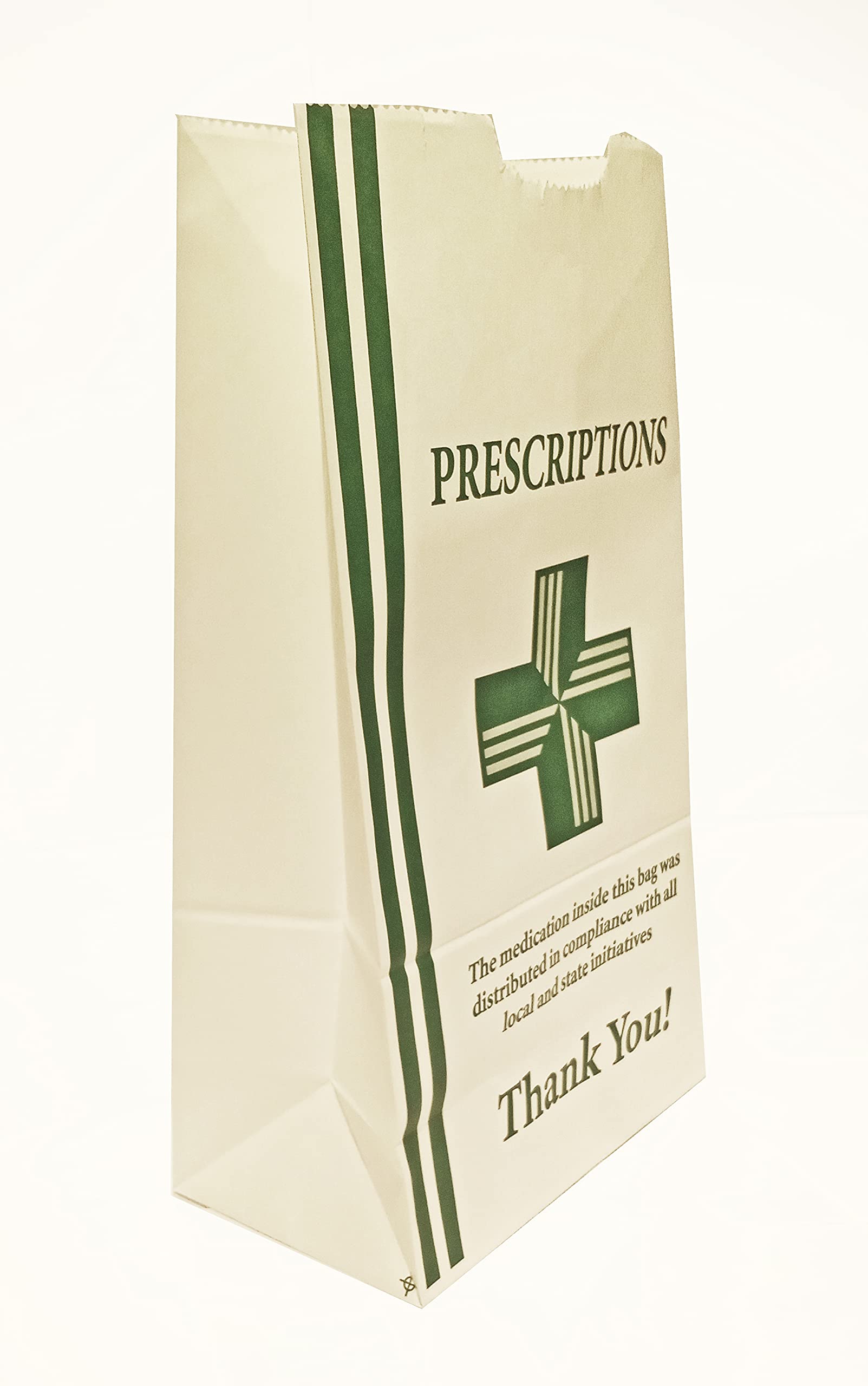 Eco-Friendly Green Health Cross Flat Bottom Pharmacy Bags 4x2.5x8.5 Inches - 100 Pack | FDA Compliant Prescription & Medication Packaging for Drug Stores, Dispensaries | Perfect for Organizing Pills, Vitamins & Herbal Supplements at Home or Clinic