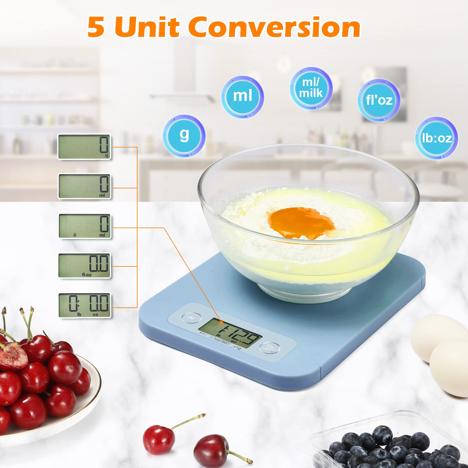 Smart Digital Food Scale for Weight Loss & Baking - Precise 0.1oz/1g Nutritional Kitchen Scale with Calorie Calculator (3g-5kg Capacity) | Perfect for Diet Tracking, Diabetic Meal Prep & Healthy Cooking
