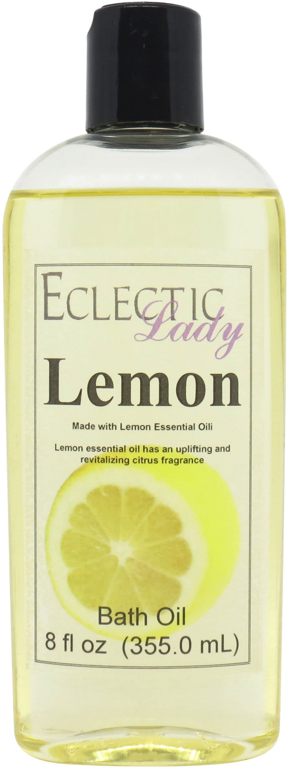 Eclectic Lady Lemon Scented Bath Oil - Relaxing & Moisturizing Body Oil for Dry, Rough & Sensitive Skin - Daily Nourishing Shower Oil (8 oz) - Perfect for Spa Nights, Self-Care Routines & Stress Relief