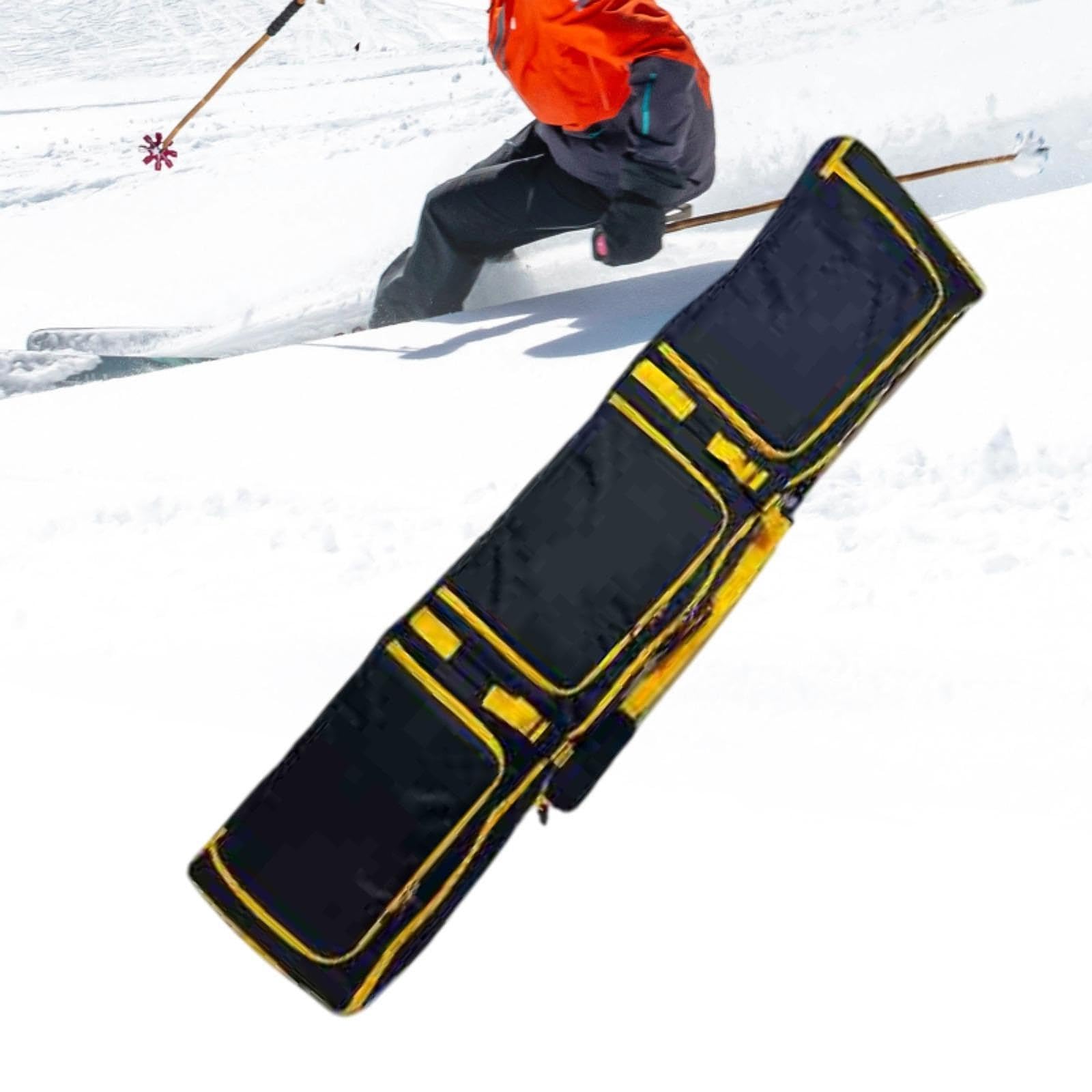 **Premium Wheeled Ski & Snowboard Bag for Adults - Heavy-Duty Protective Travel Case with Handle & Backpack Straps - Perfect for Air Travel, Mountain Trips & Snowboarding Gear Storage**