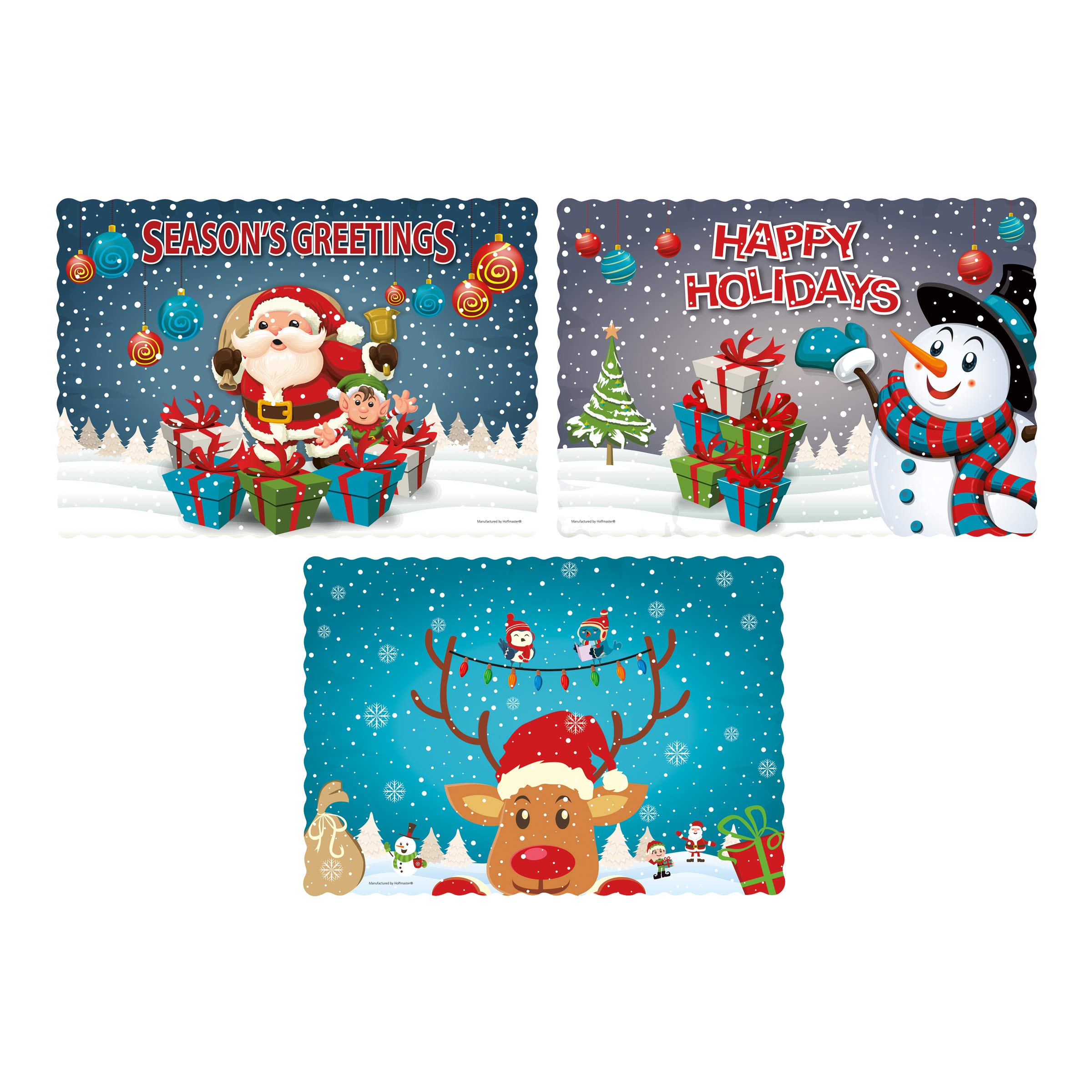Hoffmaster 702093 Winter Wonderland Printed Paper Placemats - 9.75