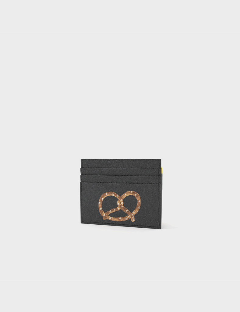 Felix Yellow and Gray Leather Cardholder with Eye Love New York Embroidery - Slim RFID Blocking Wallet for Men & Women | Perfect for Travel, Business Cards, and Everyday Use