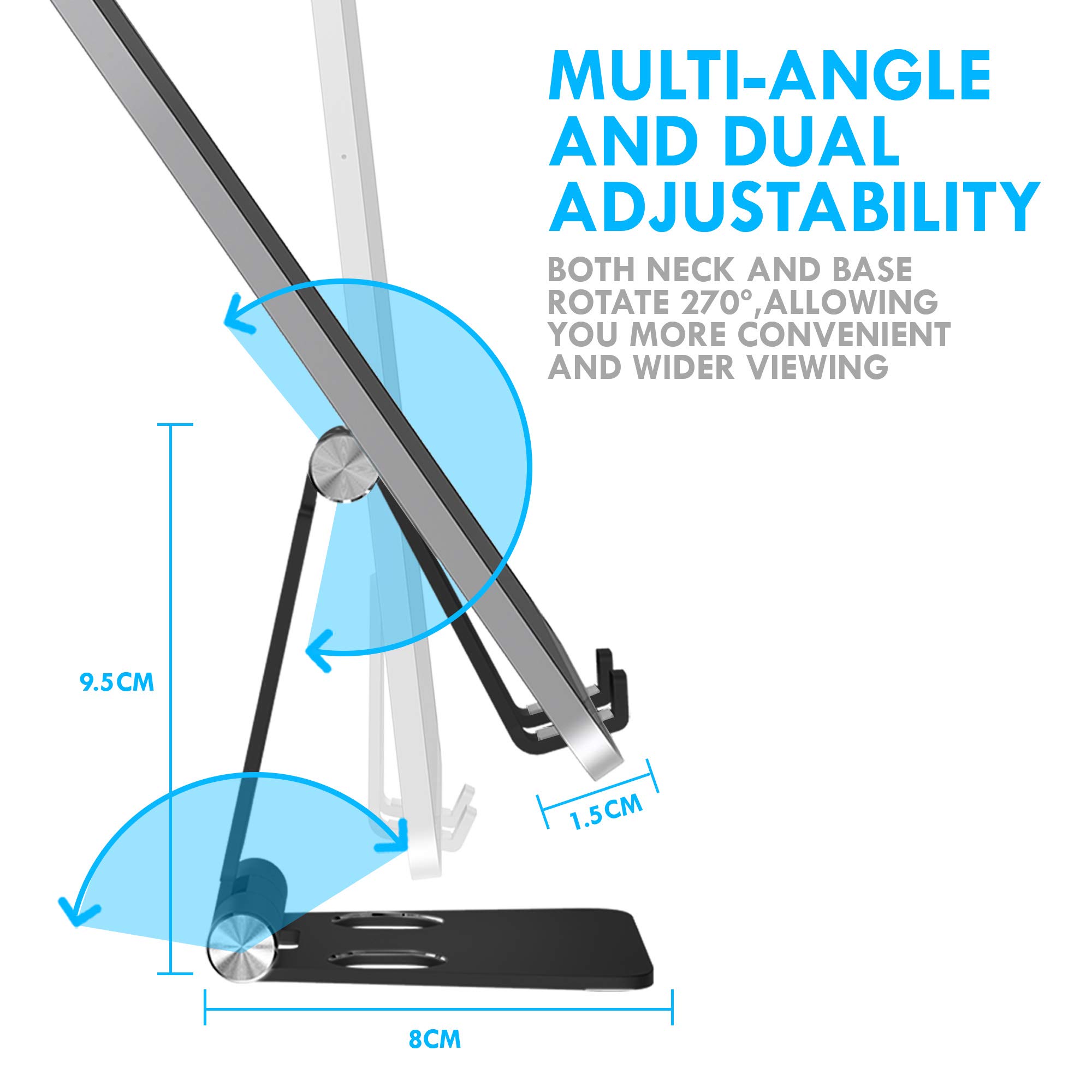 Aduro U-Rise XL Adjustable Aluminum Tablet Stand - Foldable Phone & iPad Holder for 4-12