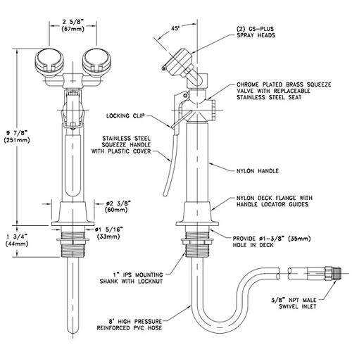 Guardian G5022 Emergency Eyewash & Drench Hose Unit - Deck Mounted Safety Equipment for Laboratories & Industrial Workplaces | OSHA Compliant Eye Wash Station