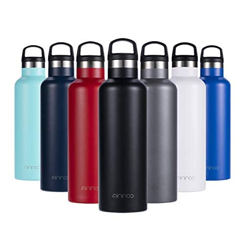 Premium Stainless Steel Vacuum Insulated Water Bottle with Handle Lid - 24hr Hot & Cold Retention, Leakproof Double Wall Thermos for Hiking, Gym, Office & Outdoor Activities