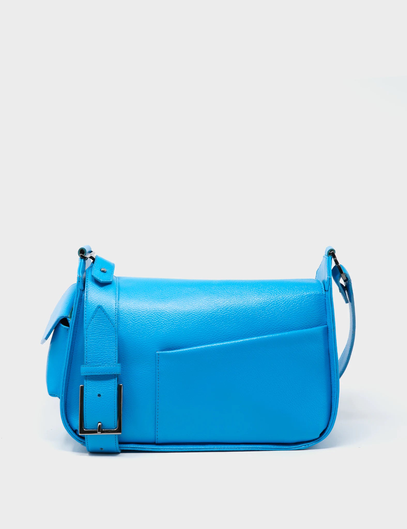 Houston Blue Leather Shoulder Bag with Eye Embroidery - Stylish Crossbody Purse for Women, Perfect for Work, Travel & Everyday Use