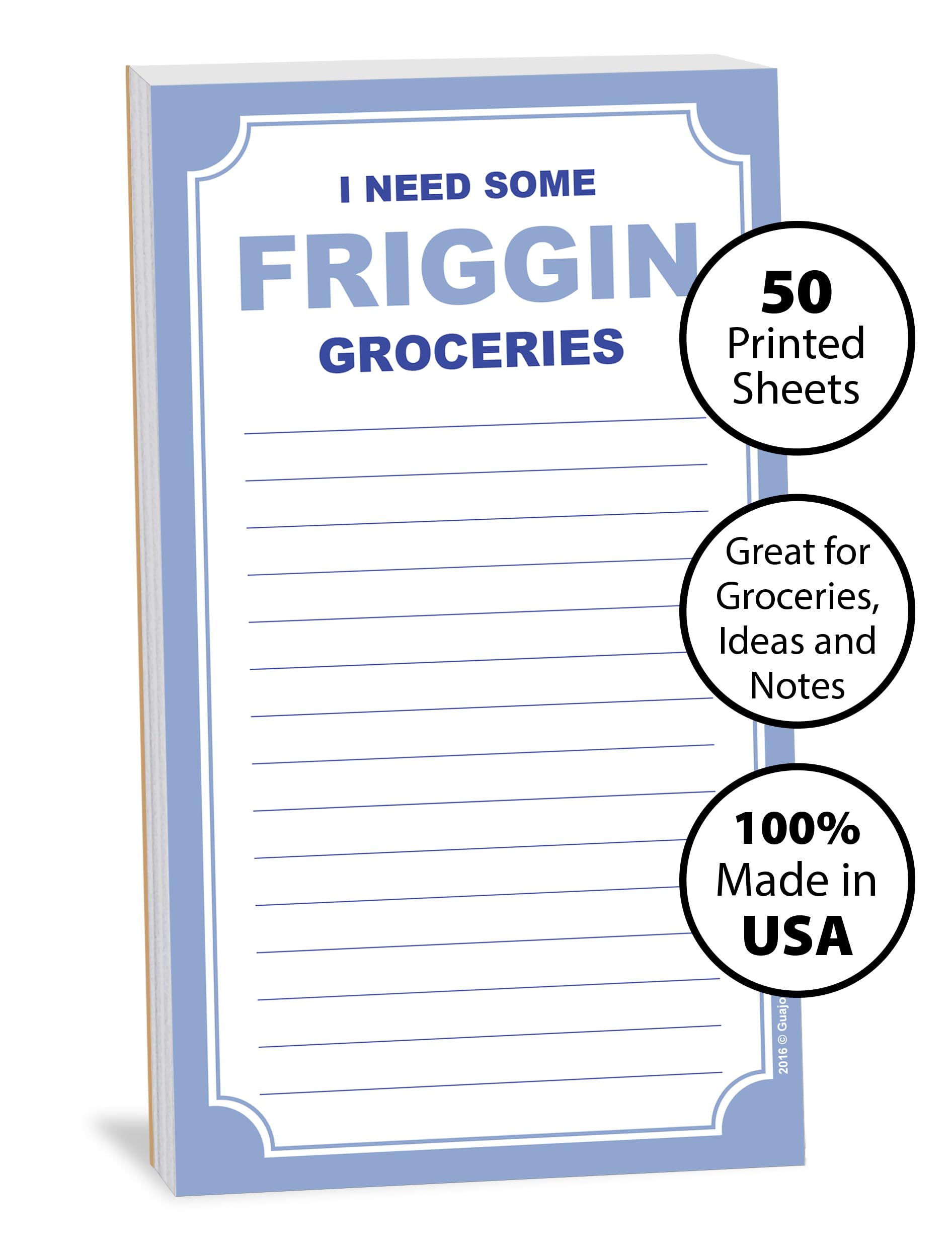Funny Magnetic Grocery List - 50 Sheets for Fridge Shopping