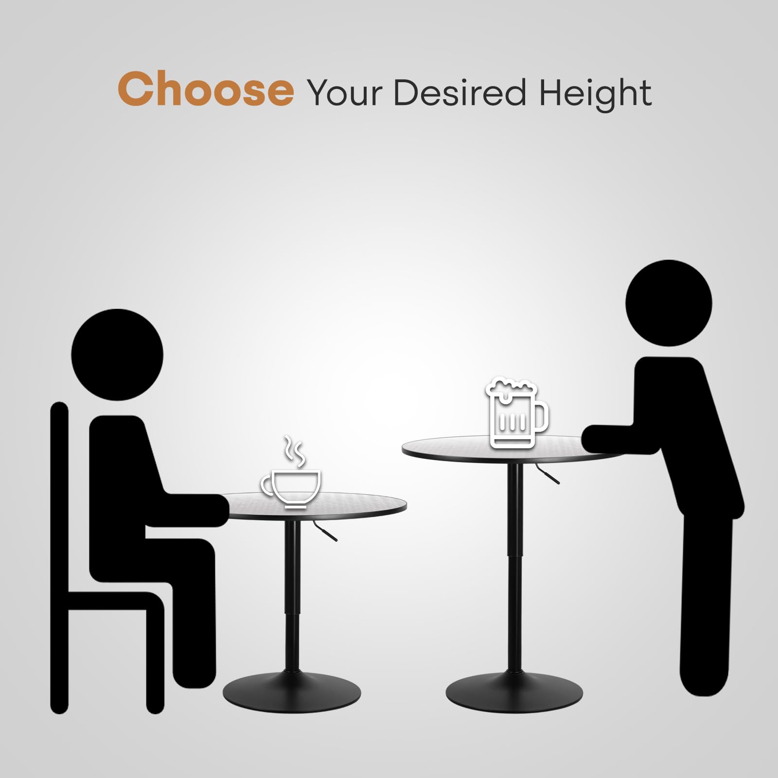31.5 Inch Round Adjustable Height Pub Table - 27.5