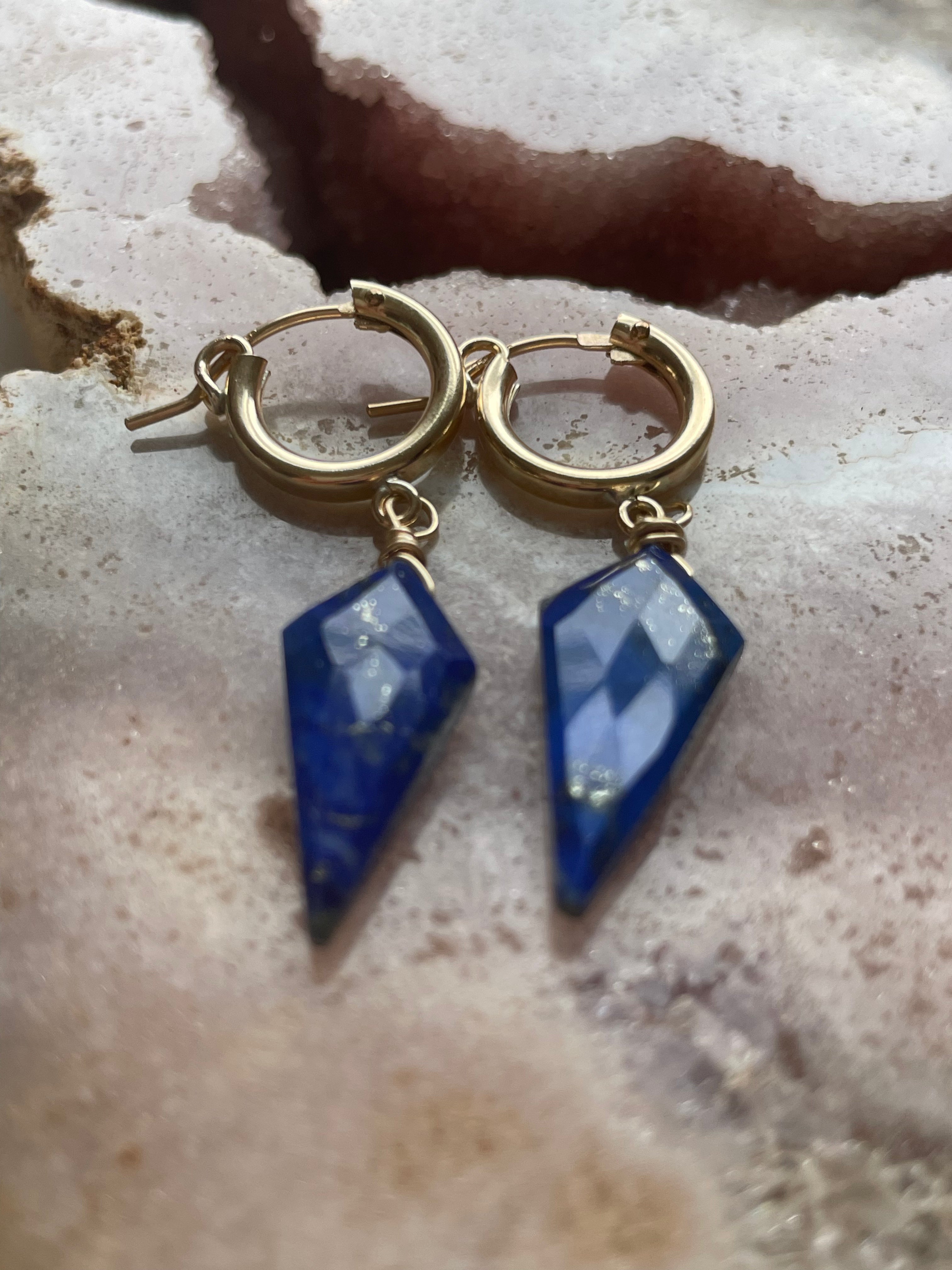 Lapis Lazuli Dangle Hoop Earrings for Women - 925 Sterling Silver Bohemian Jewelry | Perfect for Parties, Weddings & Everyday Wear
