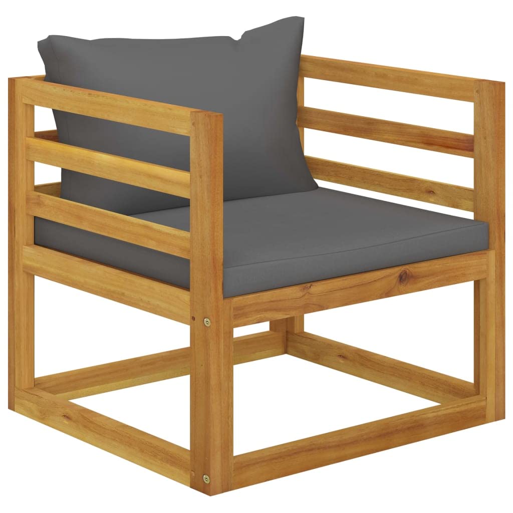 vidaXL Patio Chair Set - Modular Sectional Sofa with Cushions & Tea Table, Solid Acacia Wood Outdoor Furniture for Garden, Backyard, Deck - Rustic Style Lounge Seating for Relaxing & Entertaining