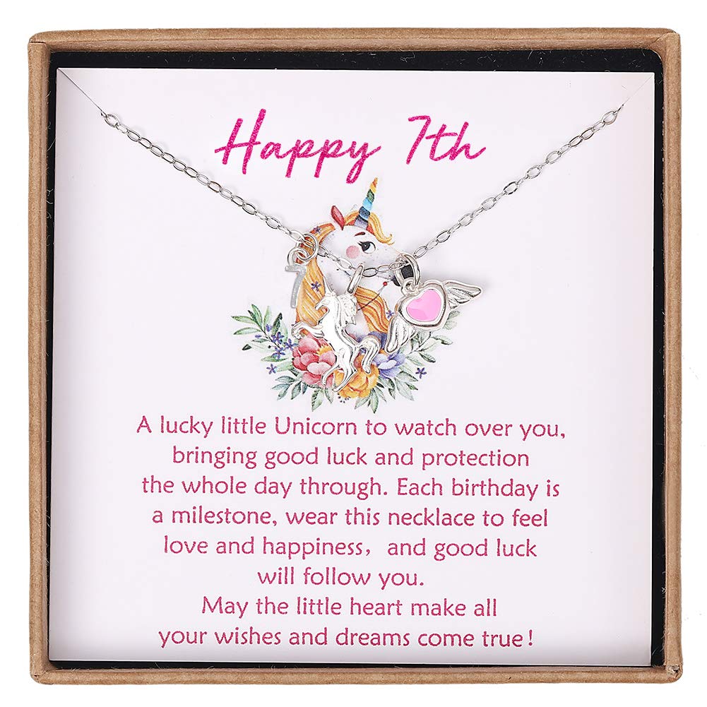 Birthday Gift Sterling Silver Pink Heart with Wings and Unicorn Charm Necklace - Elegant Jewelry for Women & Girls | Perfect for Birthday, Anniversary, Valentine's Day & Special Occasions