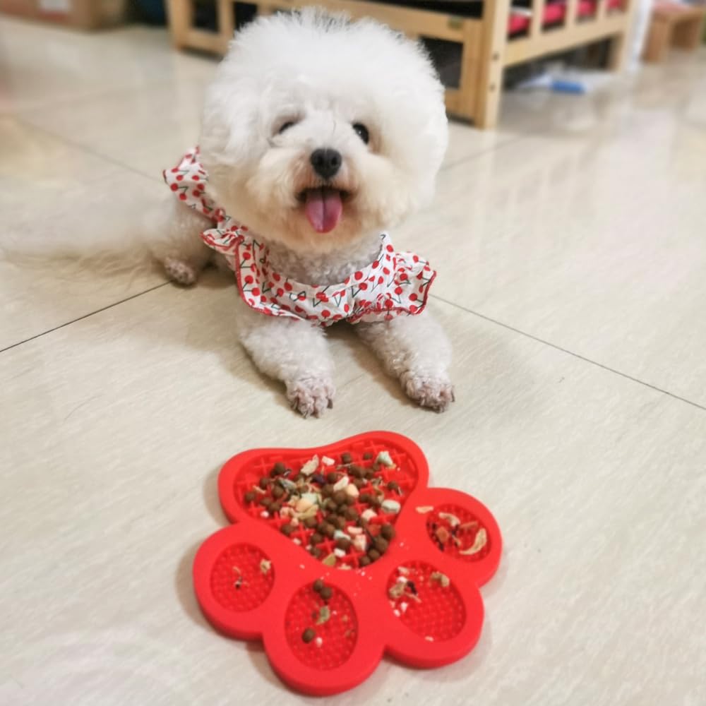 Dog Lick Pad with Strong Suction - Slow Feeder Mat for Peanut Butter, Bathing & Grooming | Pet Training Aid & Anxiety Relief for Dogs | Non-Slip Dog Washing Distraction Tool (Red) - Perfect for Bath Time, Mealtime & Stress Relief