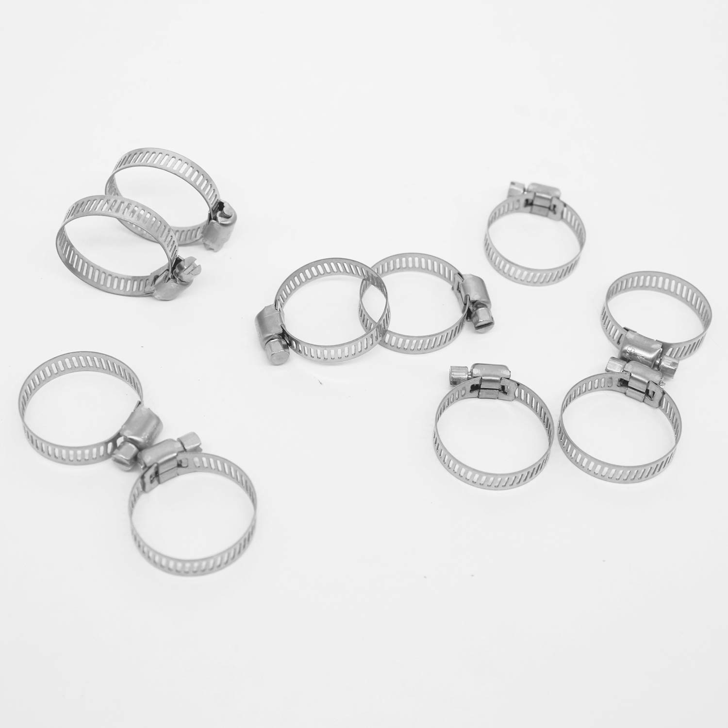 304 Stainless Steel Micro Hose Clamp - Adjustable Worm Gear Duct Clamps (19-29mm, Pack of 10) for Plumbing, Automotive & HVAC Applications