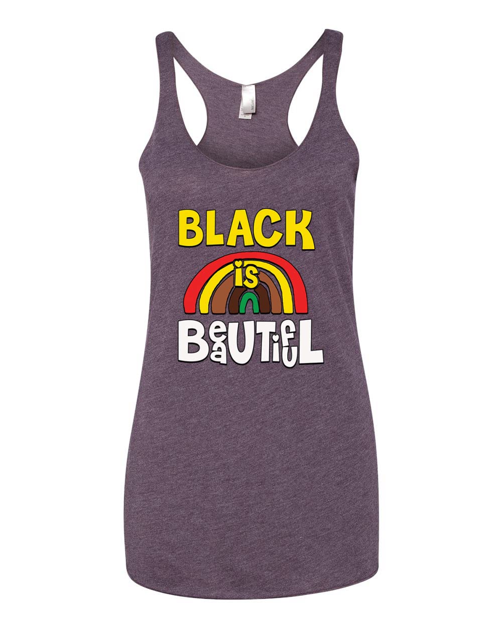 Black is Beautiful Black Pride Tri-Blend Racerback Tank Top for Women - Soft Comfortable Athletic Workout Shirt for Gym, Running & Casual Wear