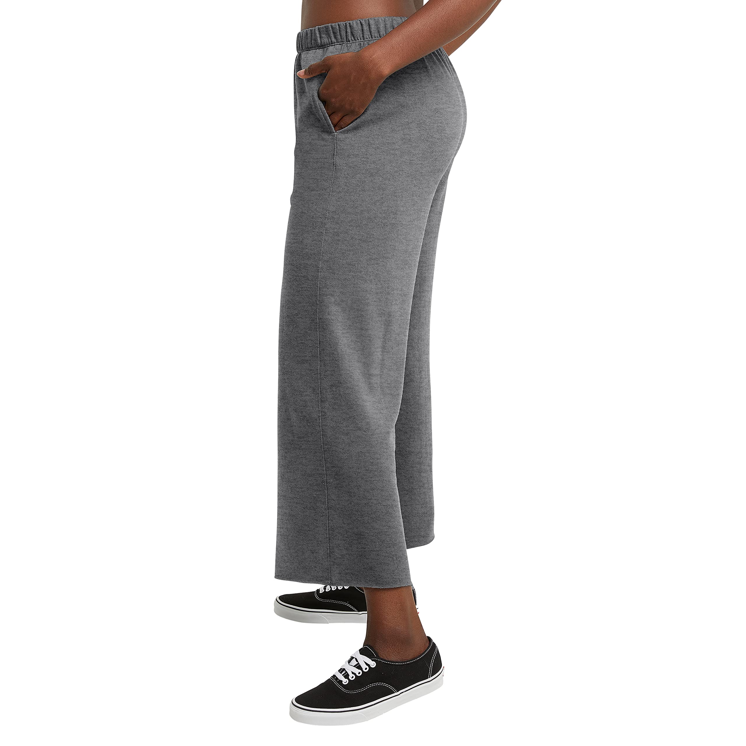 Hanes Women's Originals Wide Leg Crop Pants - Retro Lightweight French Terry Lounge Pants 25