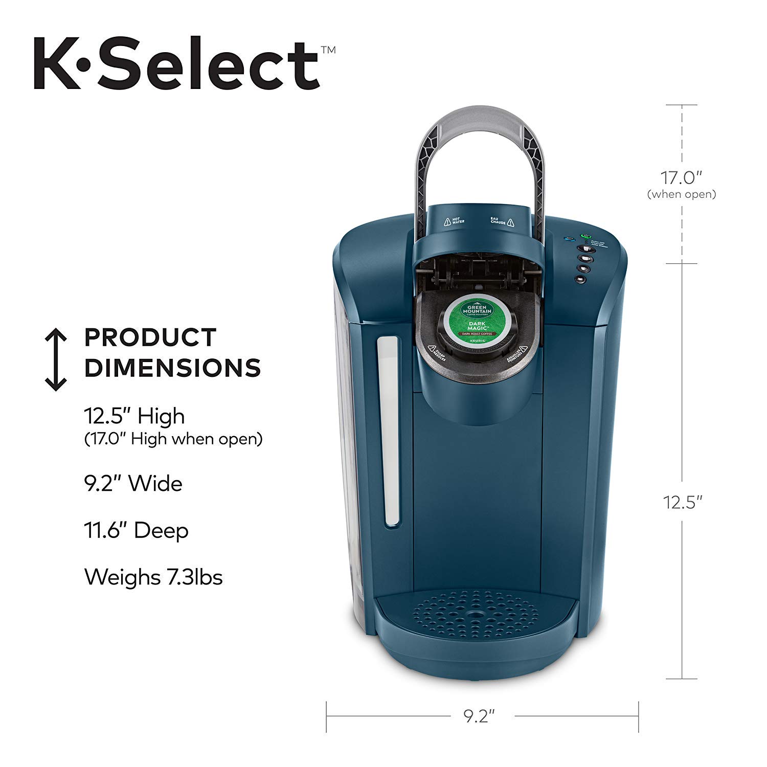 Keurig K-Select Single Serve Coffee Maker with Strength Control - 5 Cup Capacity, Marine Blue - Perfect for Home, Office & Small Spaces