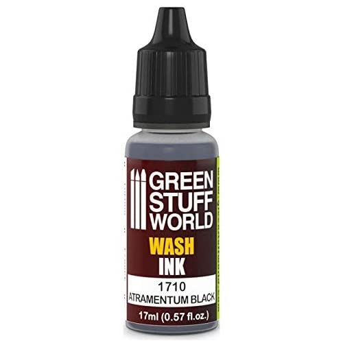 Green Stuff World - Black Wash Ink for Miniatures & Models (Atramentum Black 1710) - Perfect for Shading & Detailing Warhammer, D&D, and Tabletop Gaming Miniatures