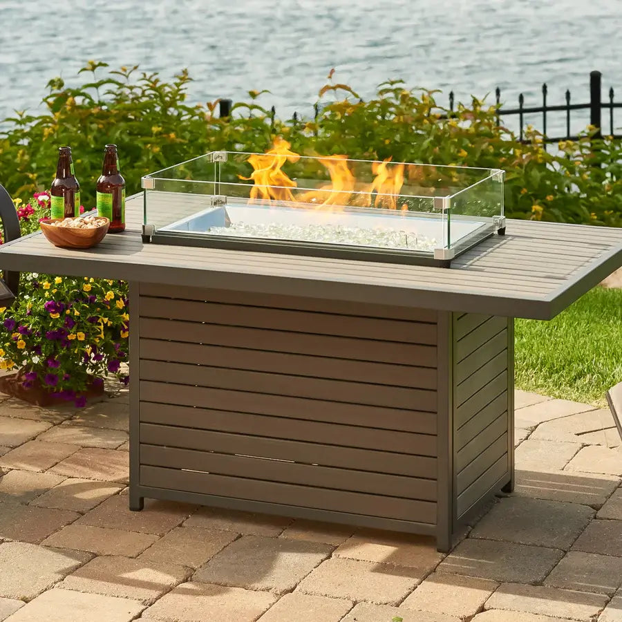 The Outdoor Greatroom Company Brooks Rectangular Fire Table - Outdoor Propane Fire Pit Table for Patio, Deck, Backyard - Perfect for Entertaining, Relaxing & Ambience