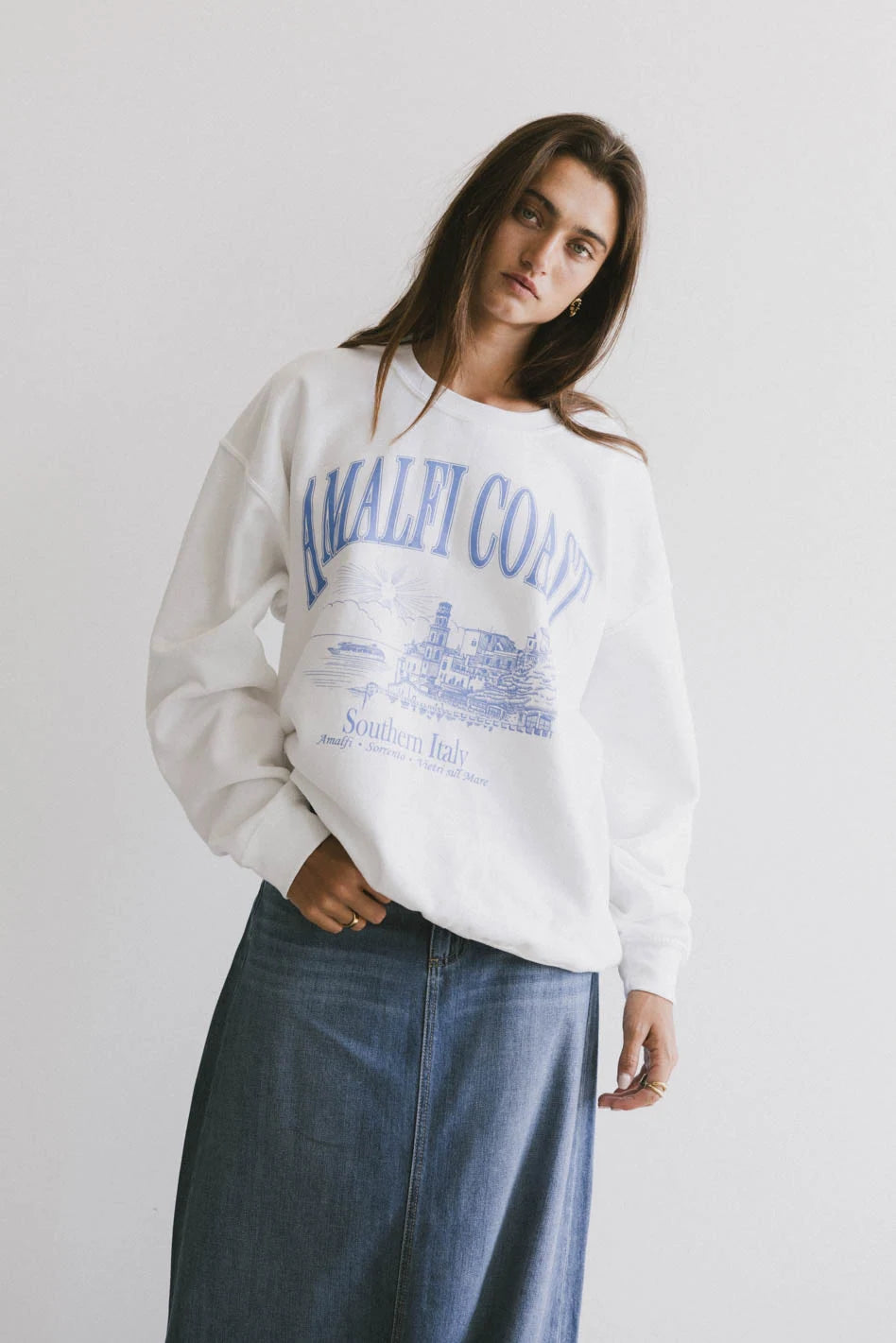 Amalfi Coast Crewneck Sweatshirt - Soft Cotton Pullover for Men & Women | Casual Wear, Travel Outfit, Gift Idea