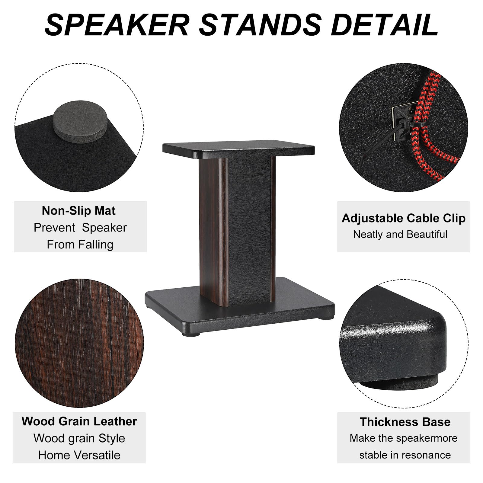 Premium Wood Grain Speaker Stands 1 Pair (11.8 Inch/30cm) - Universal Small Speaker Stands with Hollow Design for Enhanced Audio - Perfect for Home Theater, Cinema, and Bookshelf Speakers - Ideal for Living Room, Bedroom, and Studio Setup