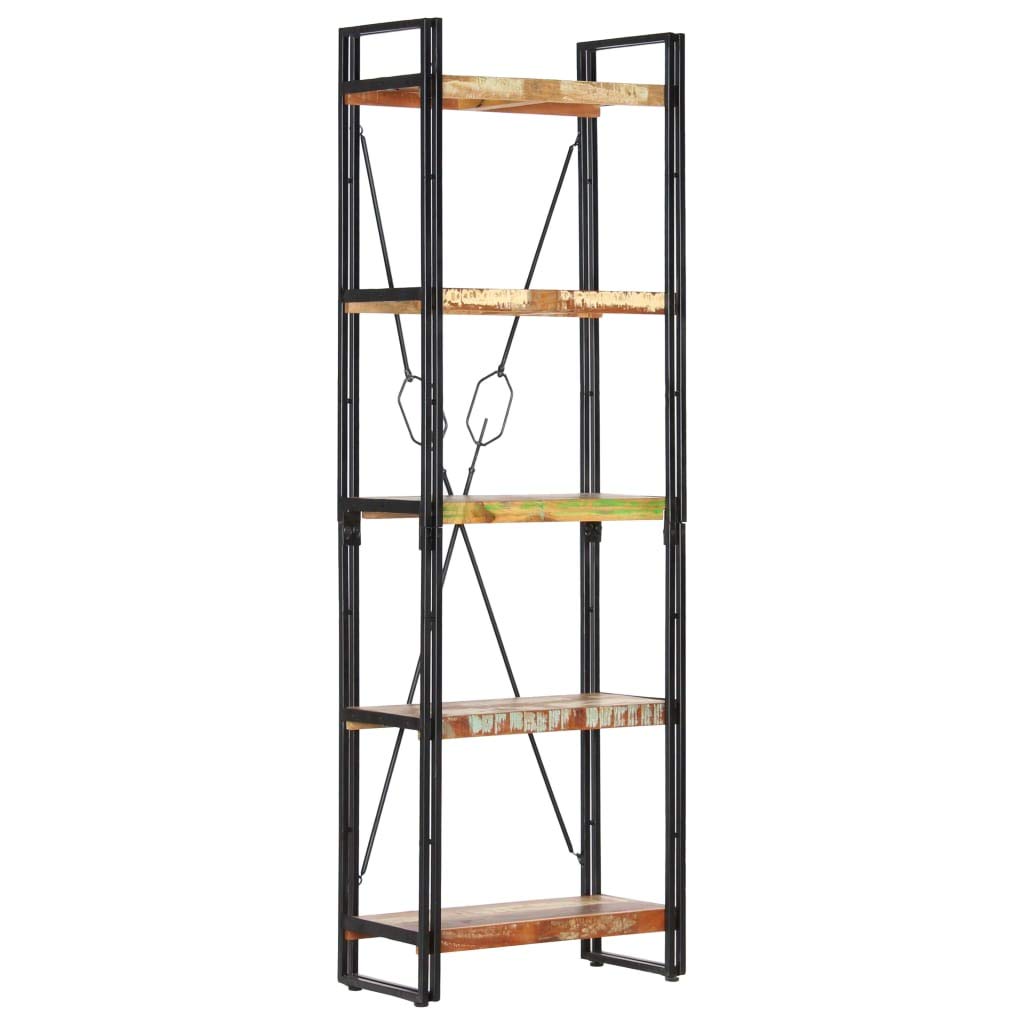 Modern 5-Tier Open Bookcase with Wooden & Metal Frame - 23.6