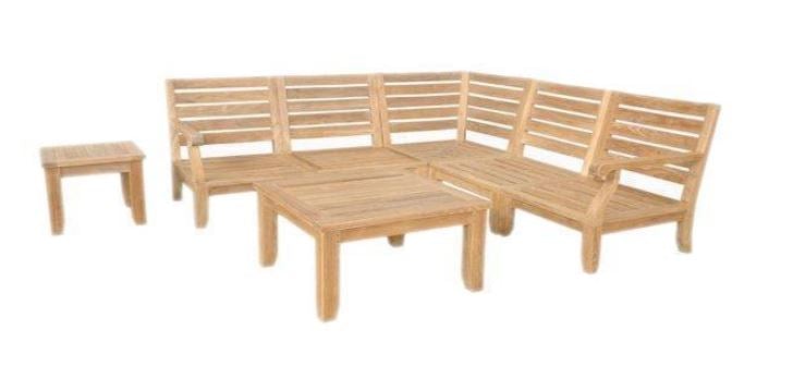 Anderson Teak Riviera Luxe 7-Piece Outdoor Modular Sectional Set with Square Coffee Tables - 96
