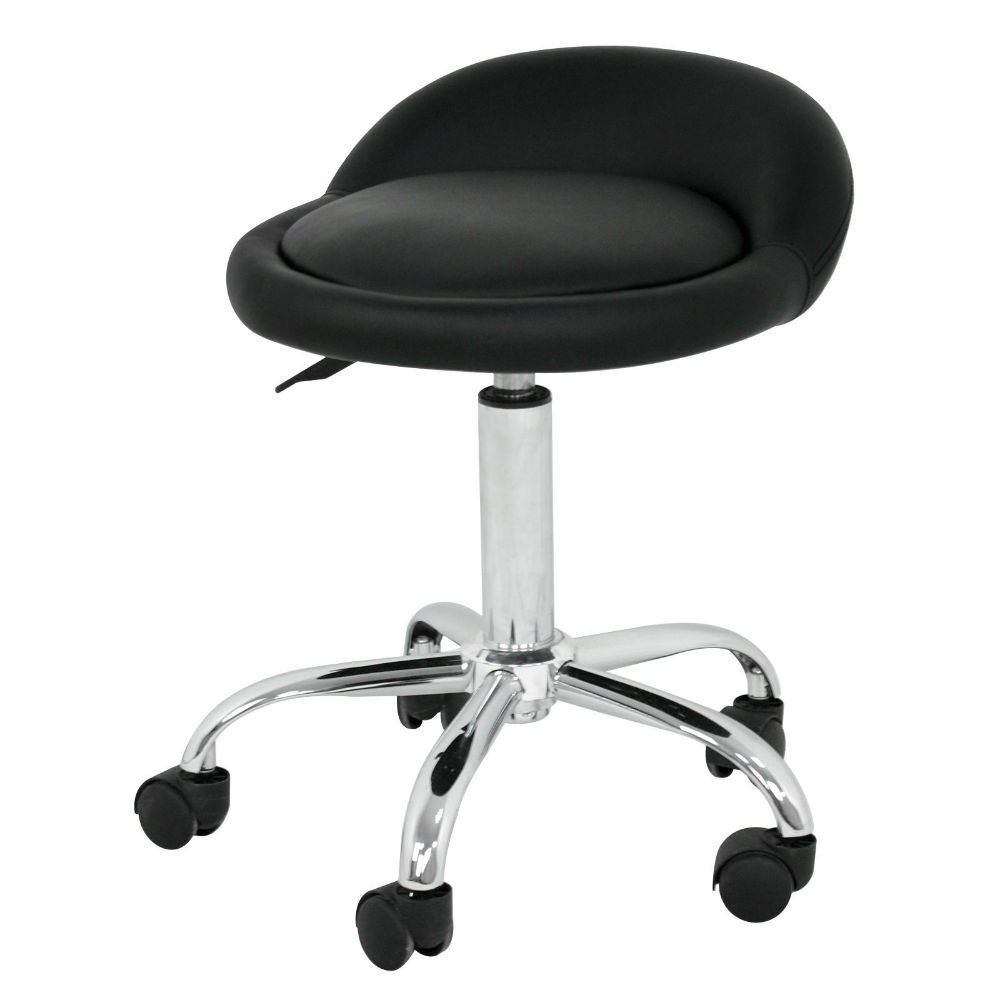 Adjustable Rolling Swivel Stool with Wheels - Black Salon Stool for Tattoo, Facial, Massage & Spa - Perfect for Beauty Salons, Tattoo Studios & Home Use