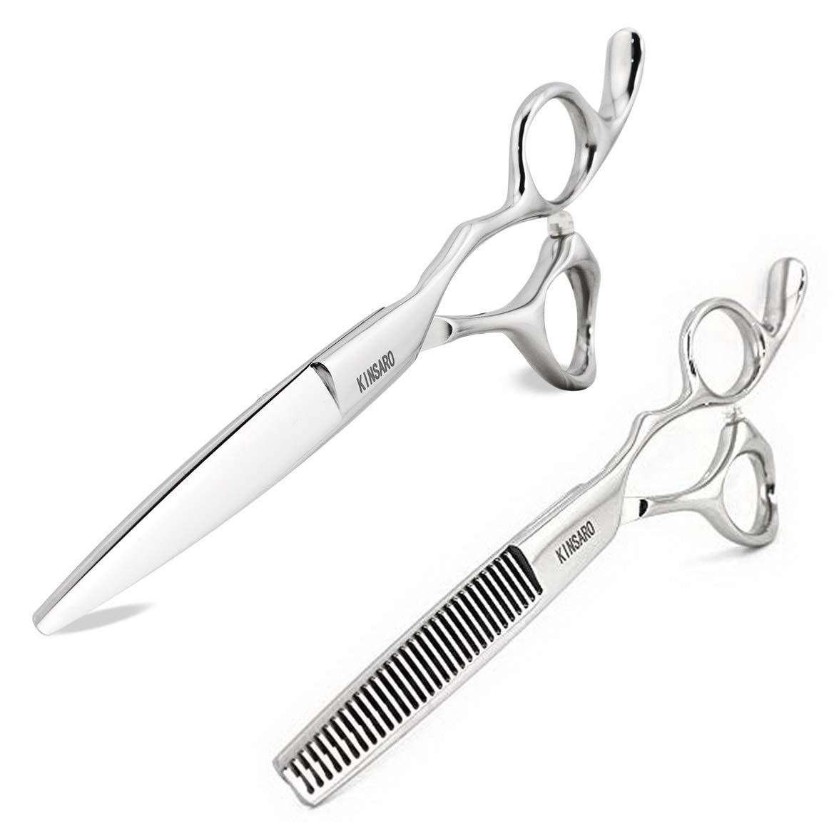 6 Inch Professional Hair Cutting Scissors & 5.5 Inch Hair Thinning Shears - Barber Scissors Set by Kinsaro for Salon & Home Hairstyling