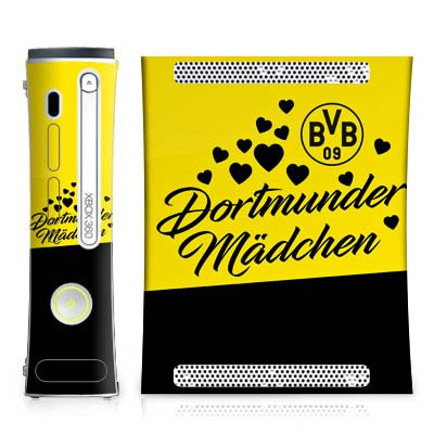 Microsoft Xbox 360 Compatible Skin Sticker - BVB Borussia Dortmund Design | Protective Vinyl Decal for Gaming Console | Perfect for Dortmund Fans & Girl Gamers | Enhance Your Gaming Setup with Custom Style