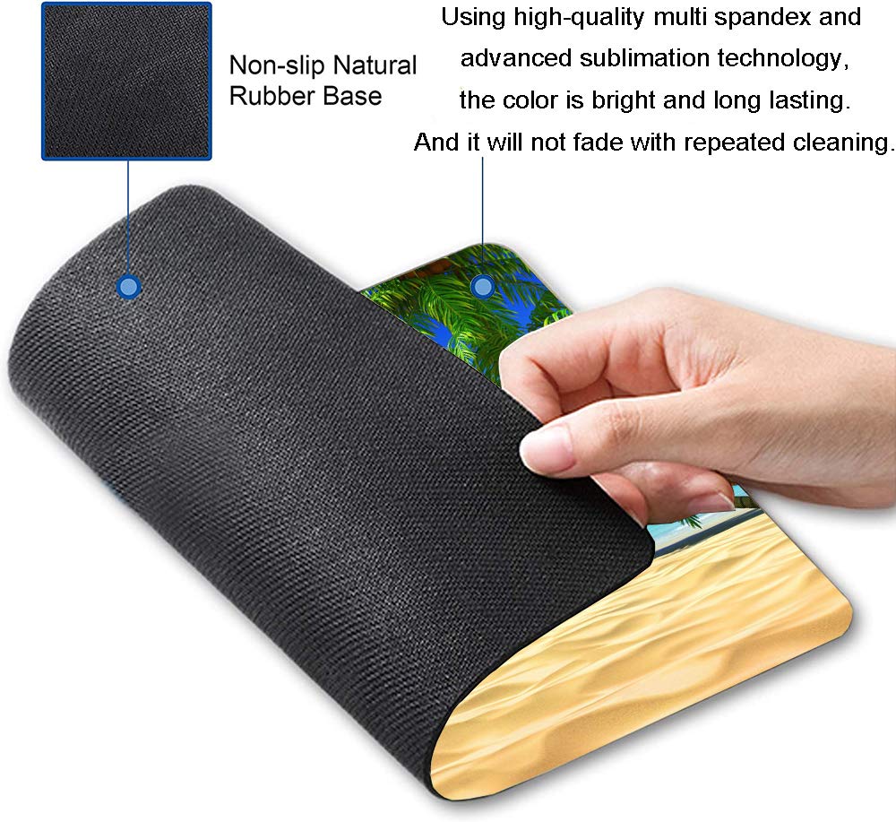 Waterproof Non-Slip Beach Mouse Pad with Coconut Trees Design - Square Rubber Base Mouse Mat for Office, Home & Laptop - Perfect for Tropical Decor, Work Desks & Vacation-Themed Workspaces