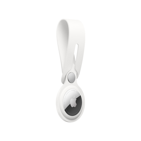 Apple AirTag Holder - White Leather Keychain for AirTag - Perfect for Keys, Bags & Luggage Tracking