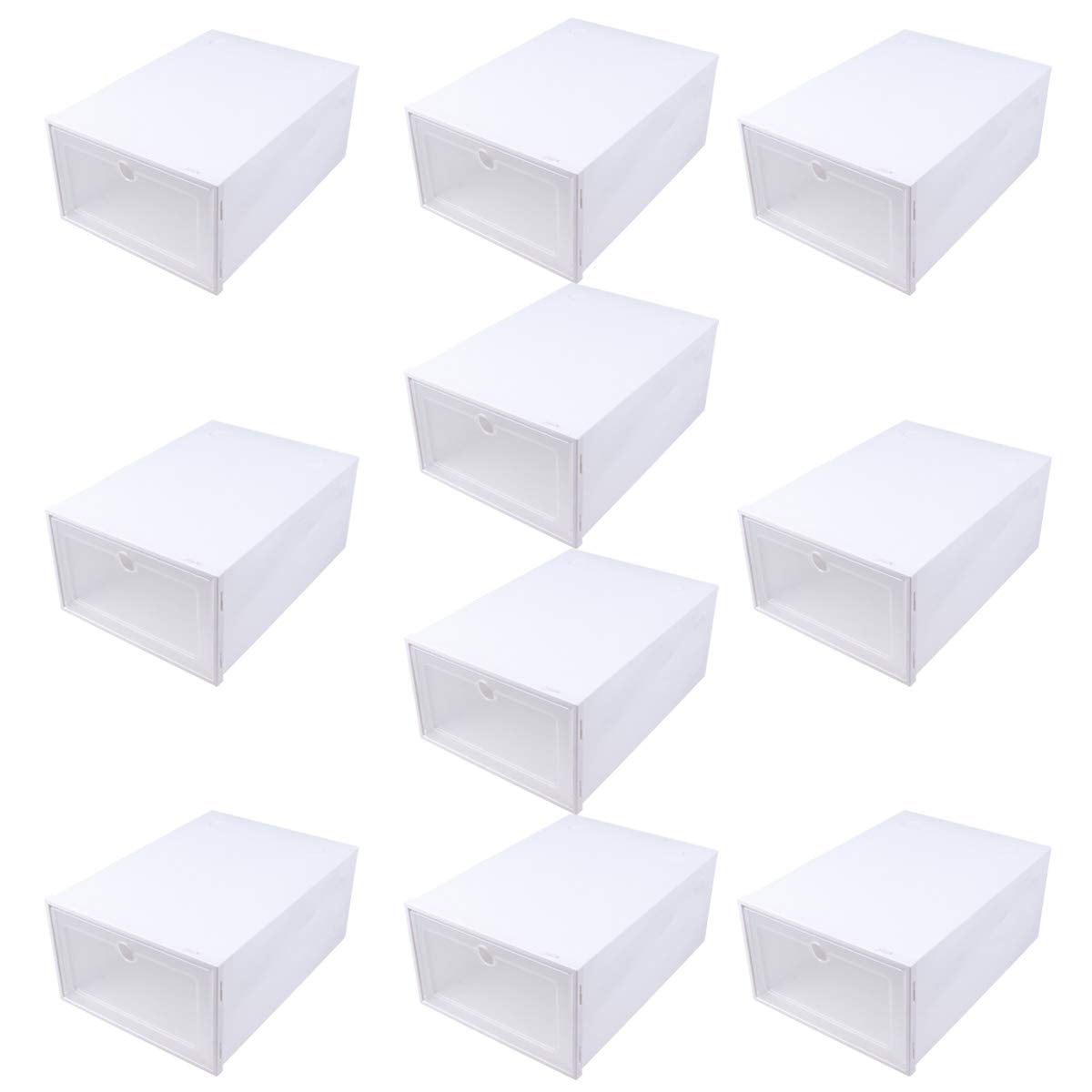 10-Piece Plastic Drawer Storage Box Organizer with Round Holes - Portable Shoe Holder Case for Closet, Office & Travel (White) - Perfect for Organizing Shoes, Jewelry, Crafts & Small Items
