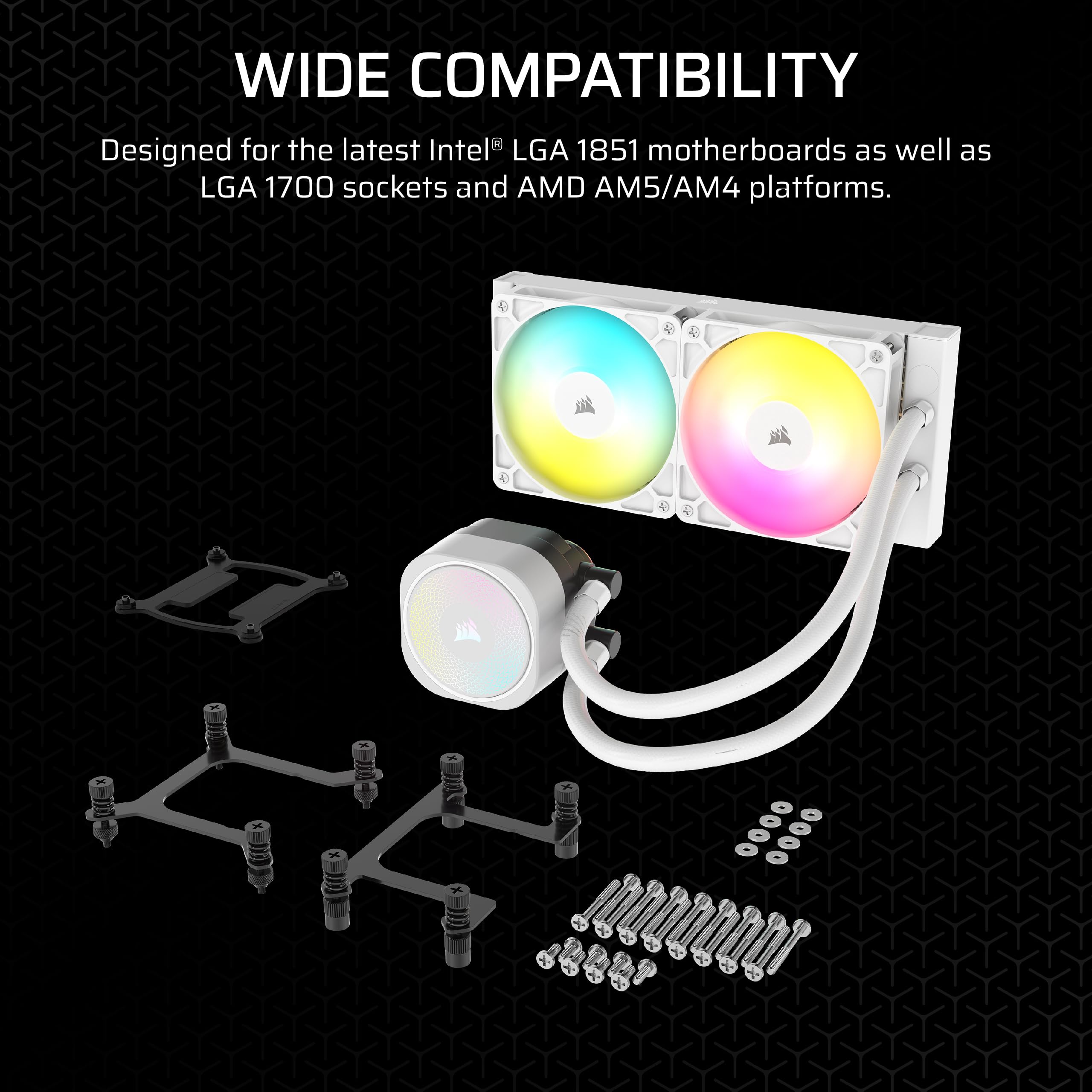CORSAIR Nautilus 240 RS ARGB Liquid CPU Cooler - 240mm AIO RGB Water Cooling System for Intel LGA 1851/1700 & AMD AM5/AM4 - Low-Noise Design with 2X RS120 ARGB Fans - Daisy-Chain & Direct Motherboard Connection - White - Perfect for Gaming PCs, Workstations & High-Performance Cooling