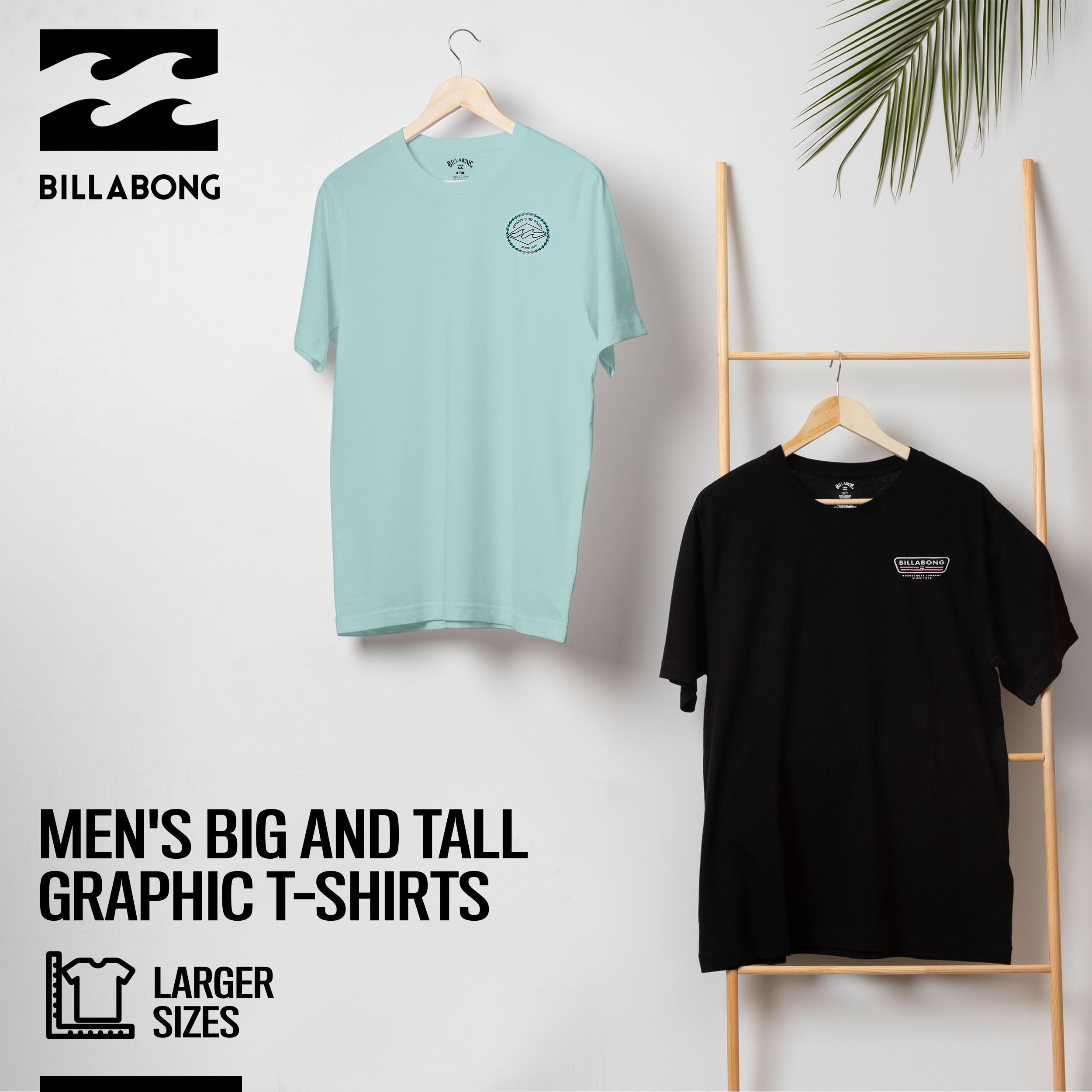 Billabong Big and Tall Men's Cotton T-Shirts 2-Pack - Soft Summer Beach Tees for Casual Wear & Outdoor Activities