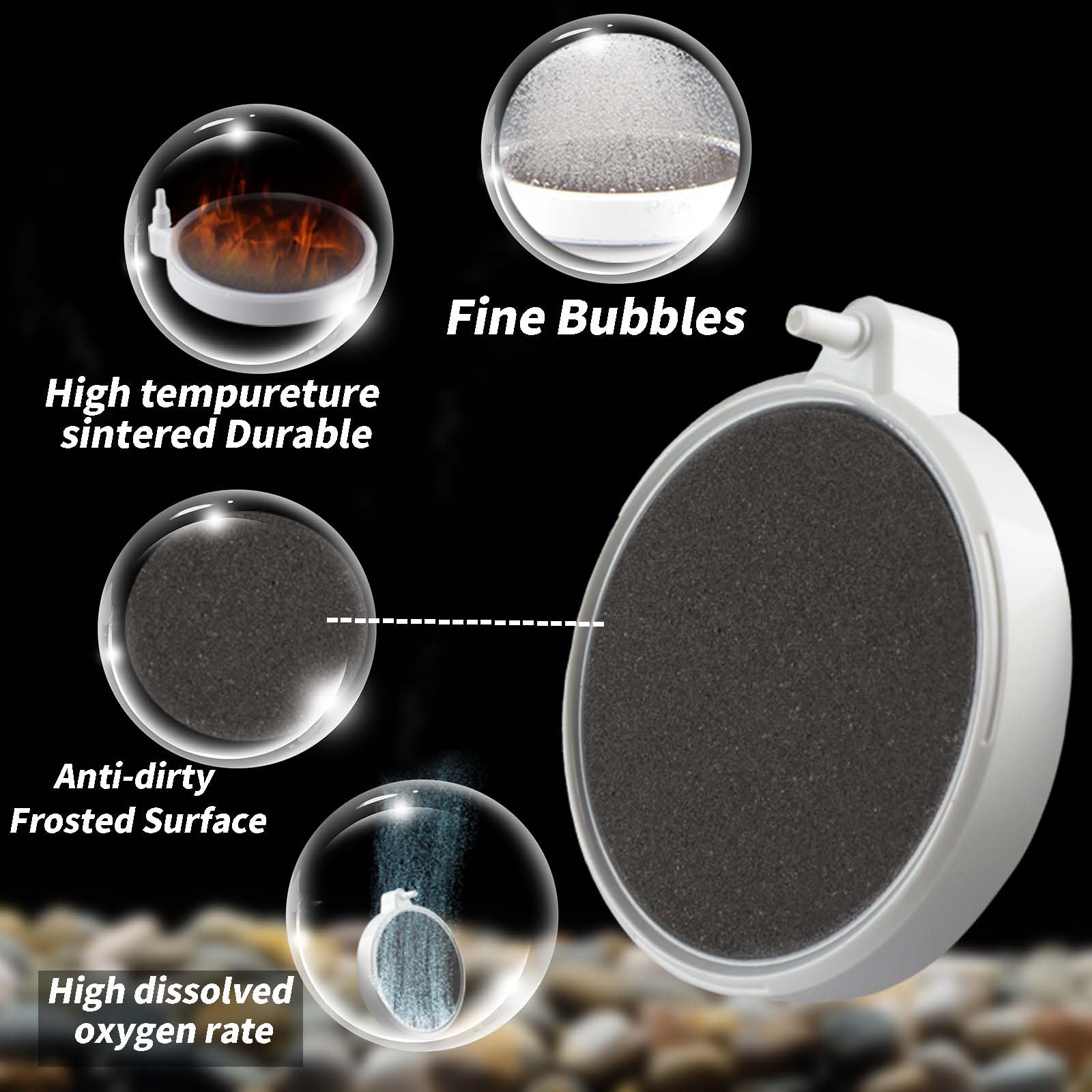 4 Inch Aquarium Air Stone Bubbler - Ultra Quiet Oxygen Diffuser for Fish Tanks (35-100 Gallon) | Creates Super Fine Bubbles | Ideal for Freshwater/Saltwater Aquariums & Hydroponic Systems | Perfect for Betta Tanks, Shrimp Habitats & Plant Growth